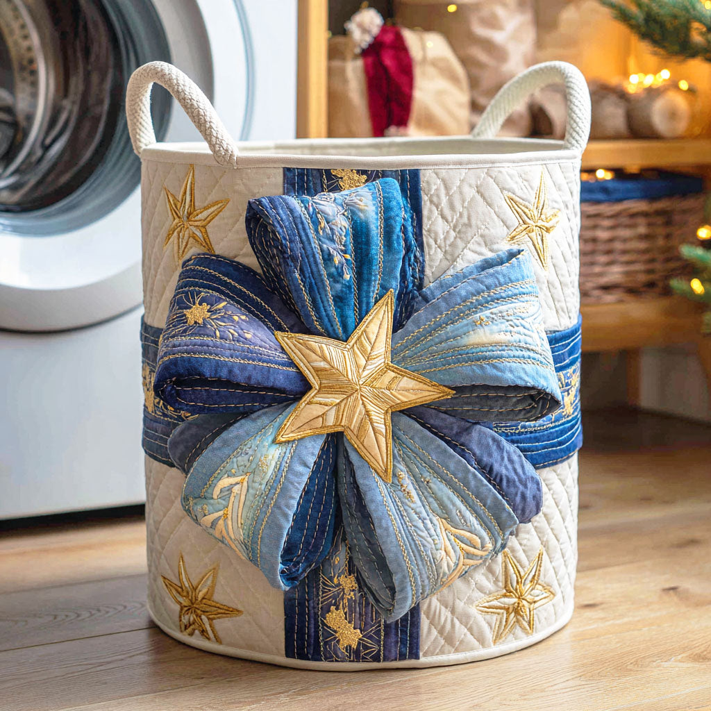 Golden Yuletide Bow Quilted Laundry Basket Best Looking Laundry Hampers Family Christmas Presents