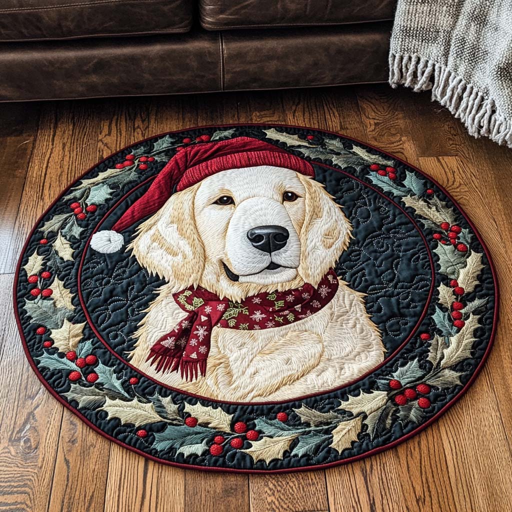 Goldie Wonder Quilted Round Mat Round Kitchen Carpet Xmas Presents For Dog Owners