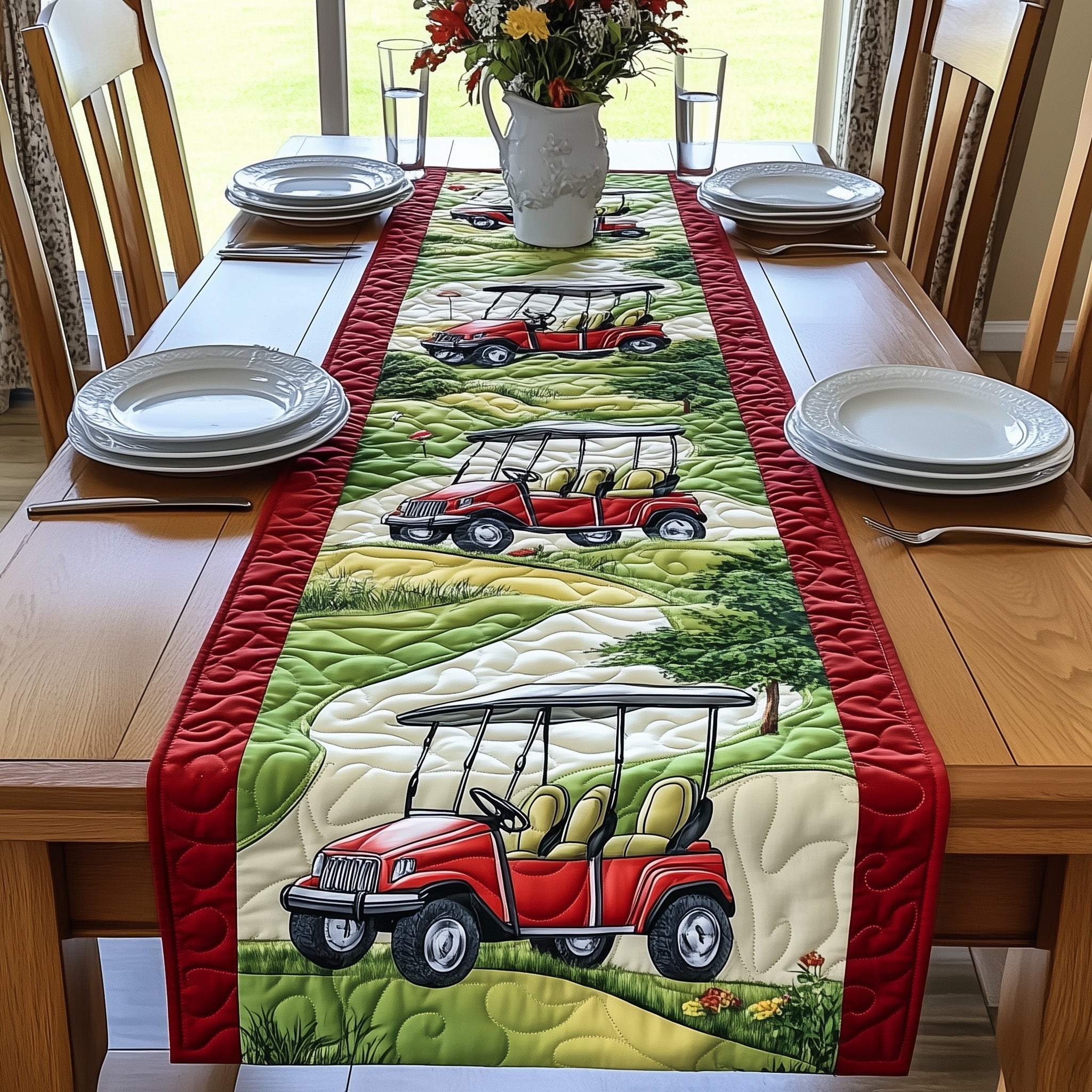 Golf Cart Quilted Table Runner Kitchen Table Decor Ideas Best Golf Presents