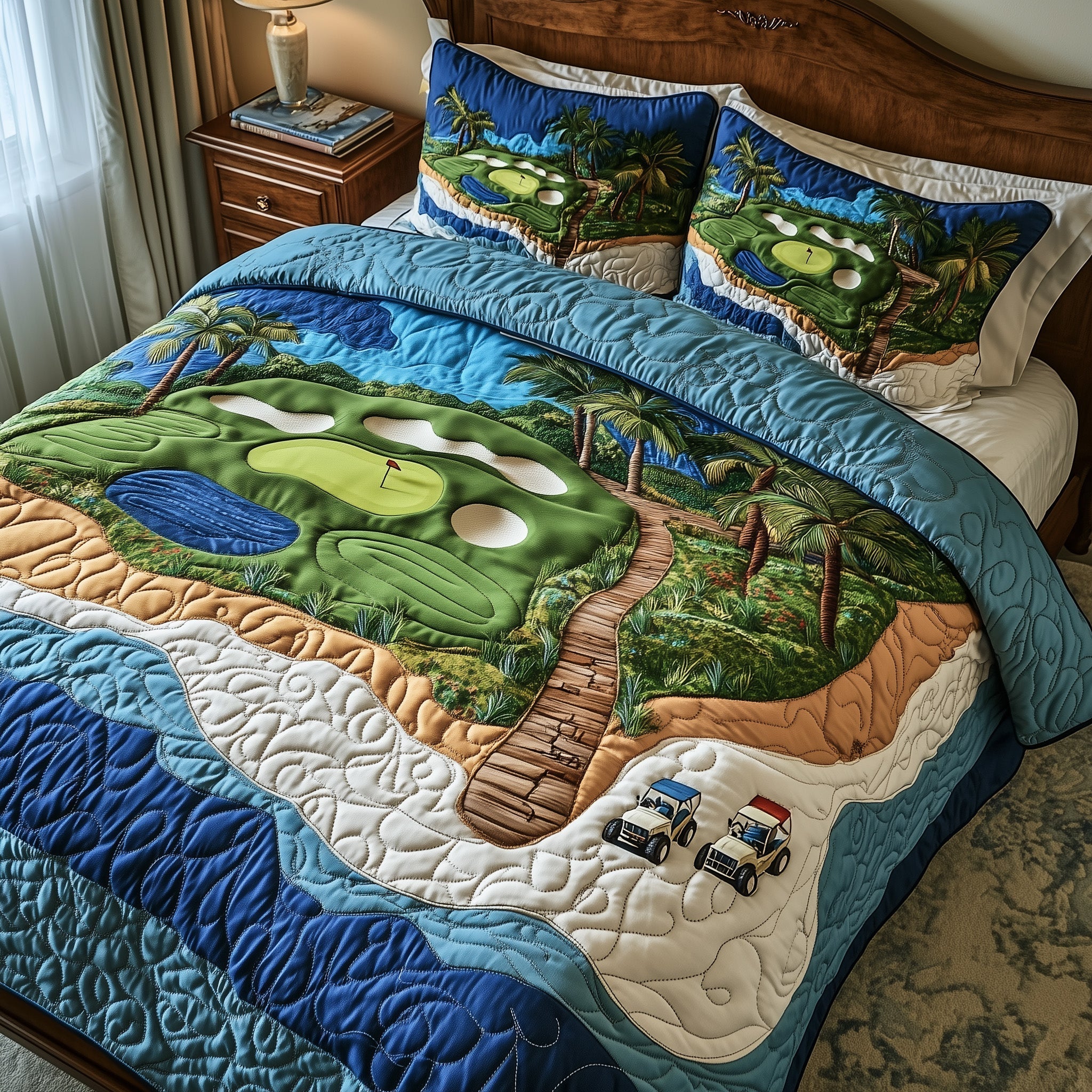 Golf Course Dream Quilted Bedding Set Over The Bed Decor Good Golf Gifts For Dad