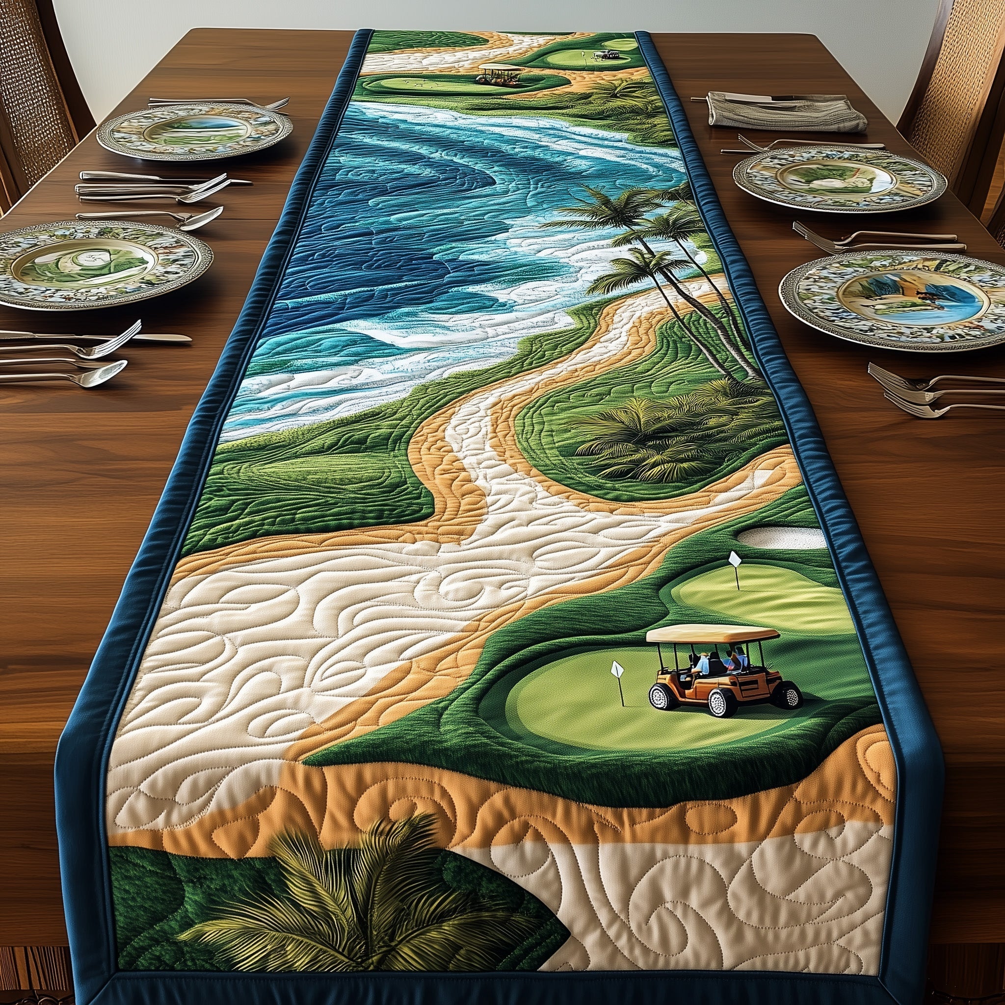 Golf Course Dream Quilted Table Runner Table Runners Long Awesome Golf Gifts