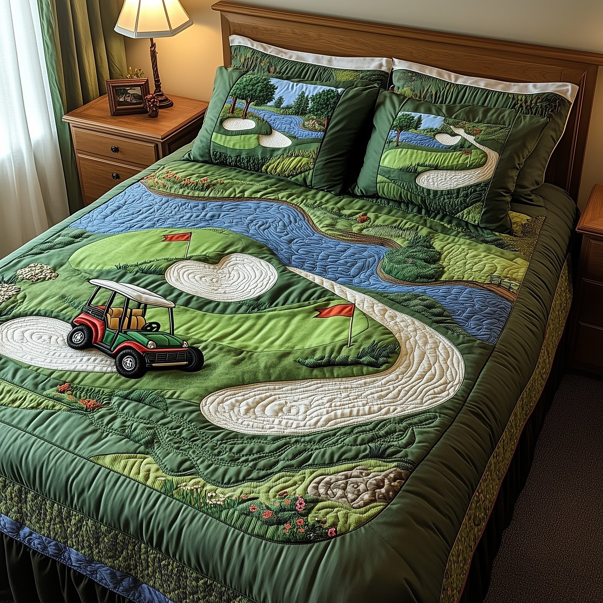Golf Course Quilted Bedding Set Best King Bed Sheets Golf Xmas Ideas