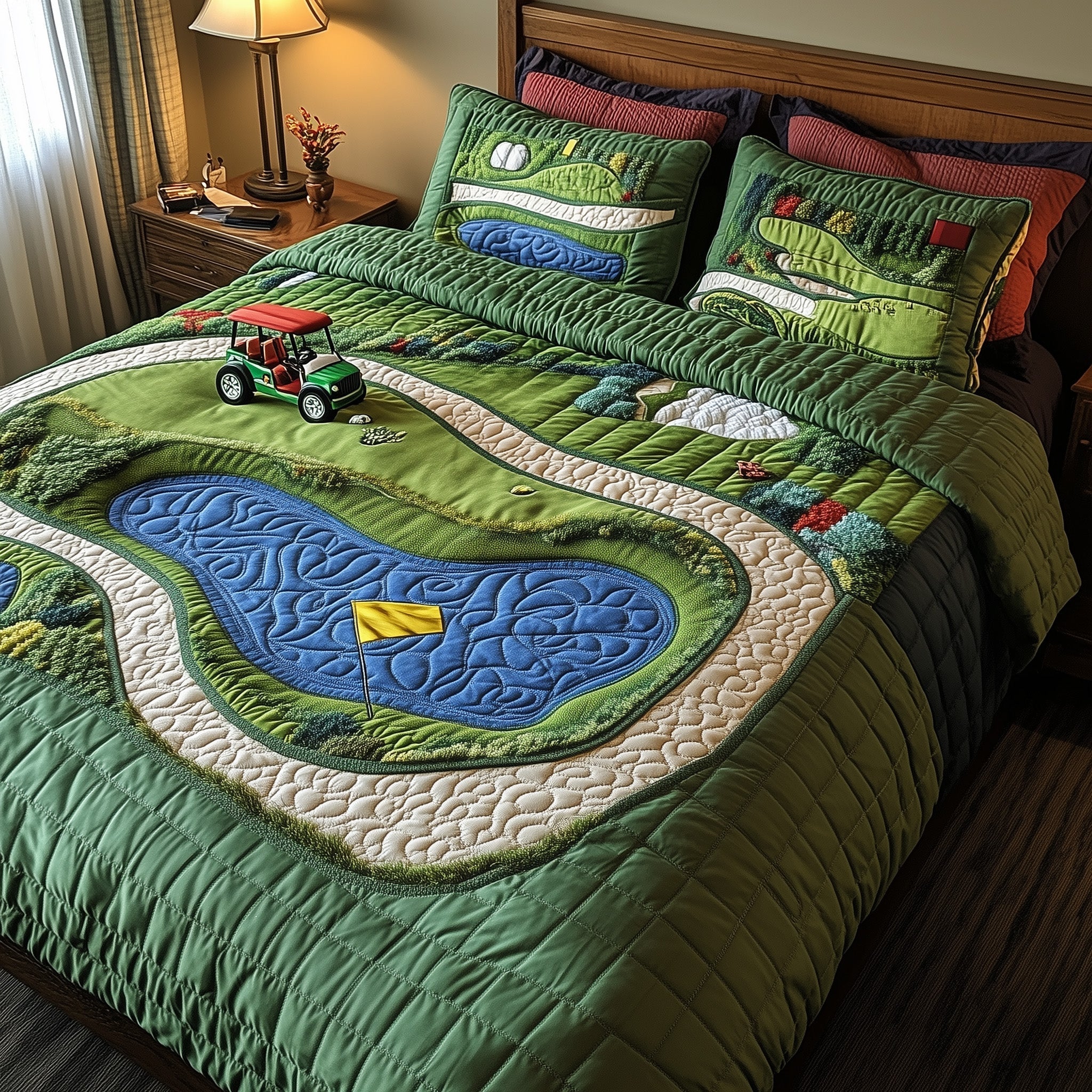 Golf Course Quilted Bedding Set Best Sheet Sets Golf Xmas Gifts