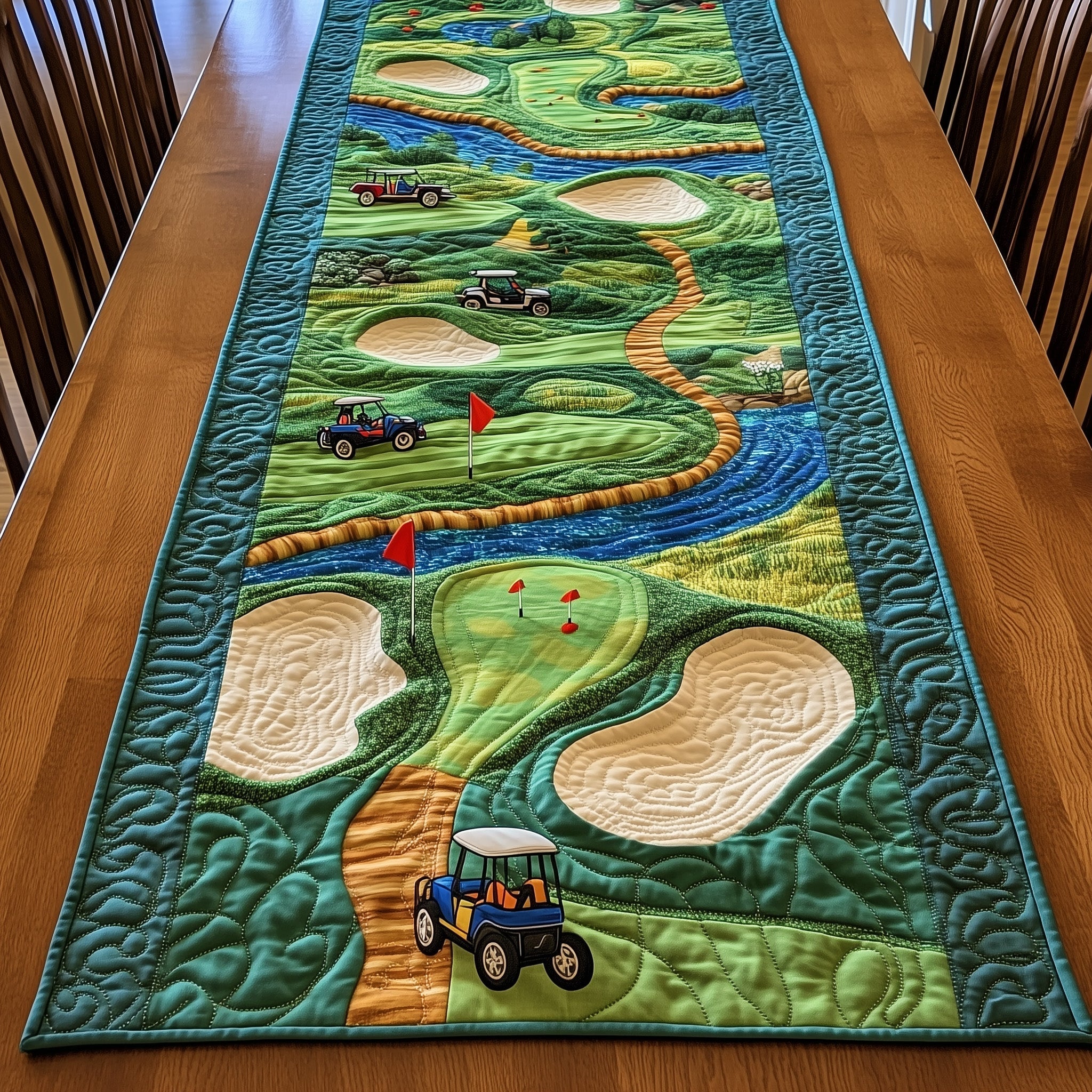 Golf Course Quilted Table Runner Dining Room Table Decor Ideas Perfect Gift For Golfers
