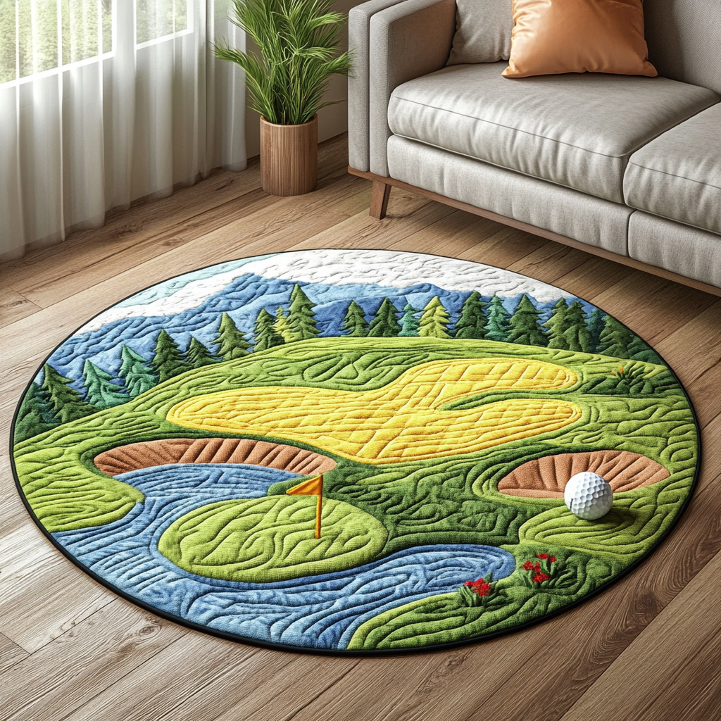 Golf Escape Quilted Round Mat Round Rug Carpet Great Golf Gifts For Guys