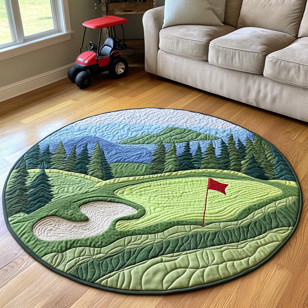 Golf Horizon Quilted Round Mat Circle Mat Gifts For The Golfer Who Has Everything