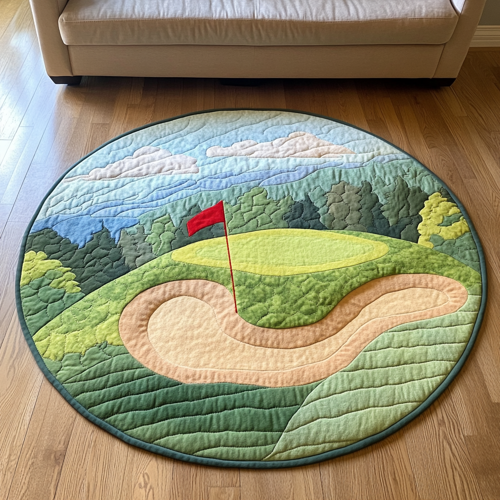 Golf Retreat Quilted Round Mat Small Round Carpets Interesting Golf Gifts