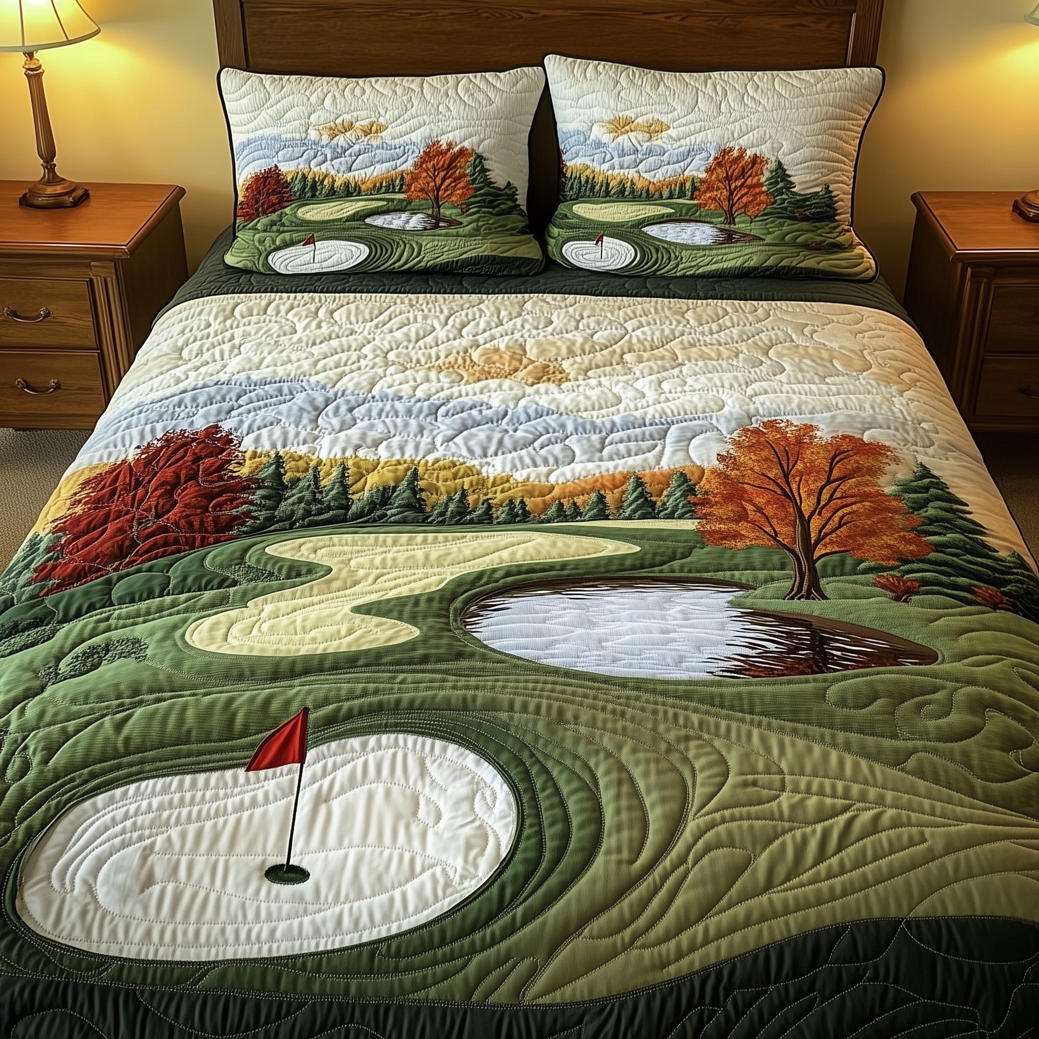 Golfer Dreams Quilted Bedding Set Good Bed Sheet Sets Gifts For The Disc Golfer