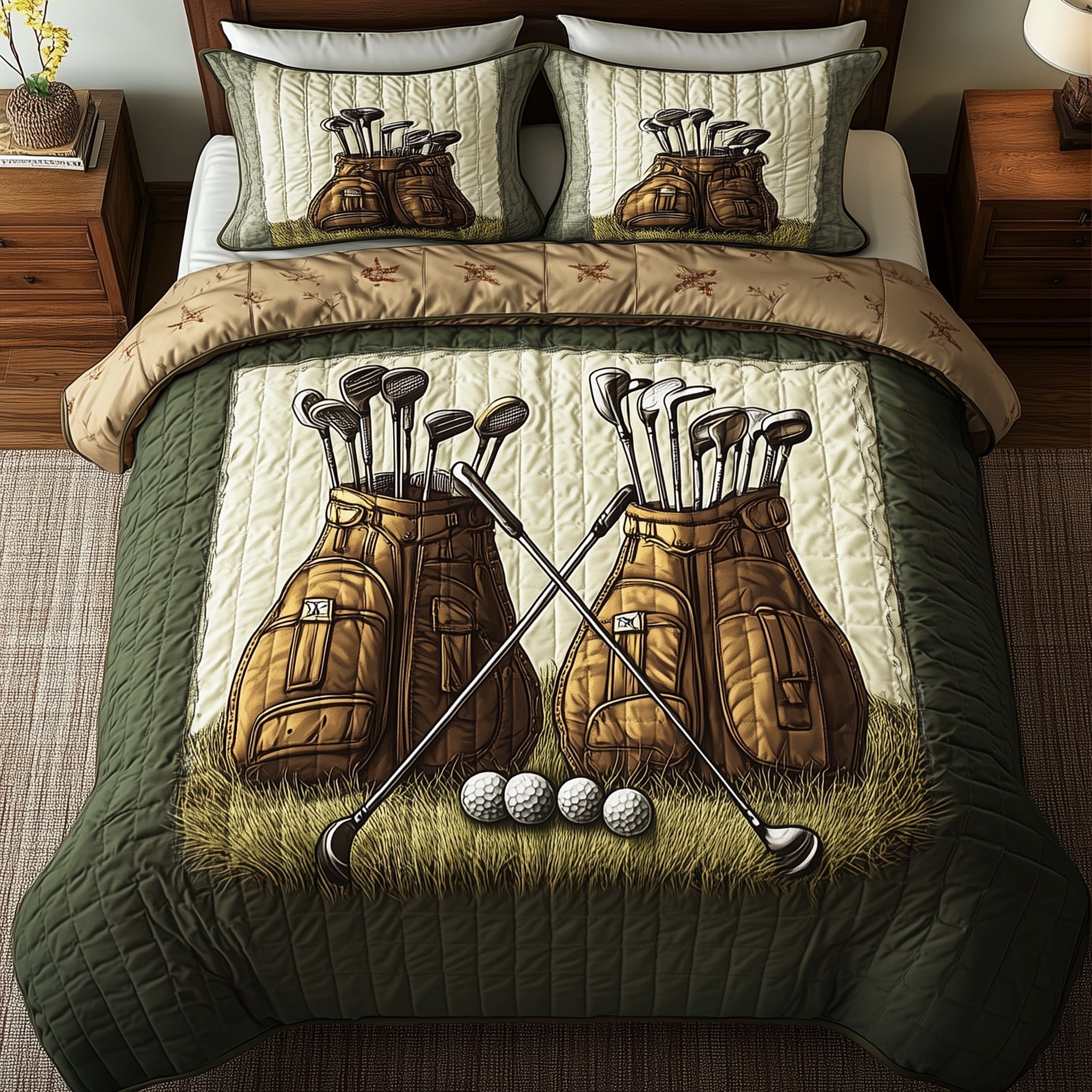 Golfer Dreams Quilted Bedding Set Nice Bed Sheet Sets Unique Golf Gifts