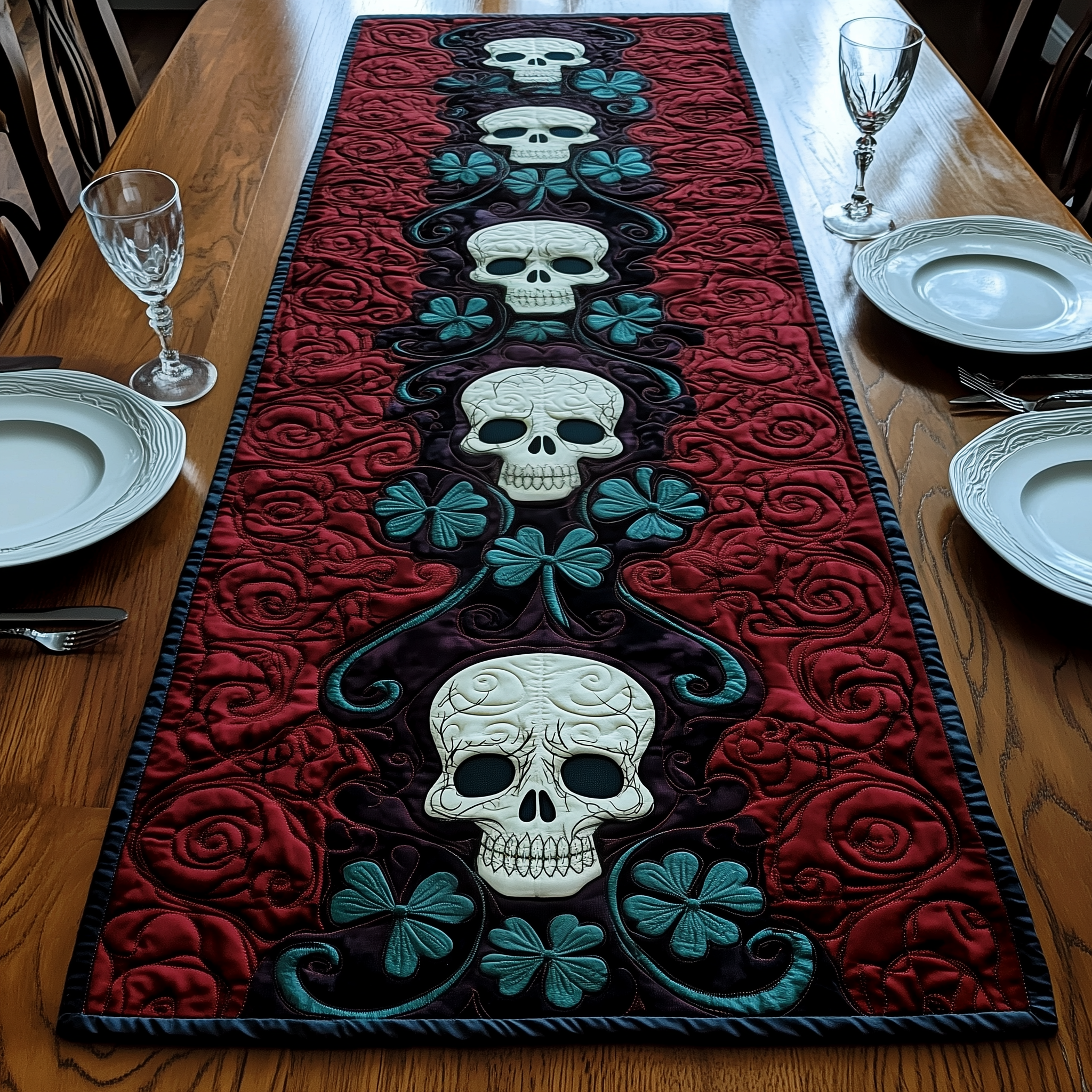 Gothic Shamrock Quilted Table Runner Kitchen Table Runners Gifts For St Patricks Day Birthday