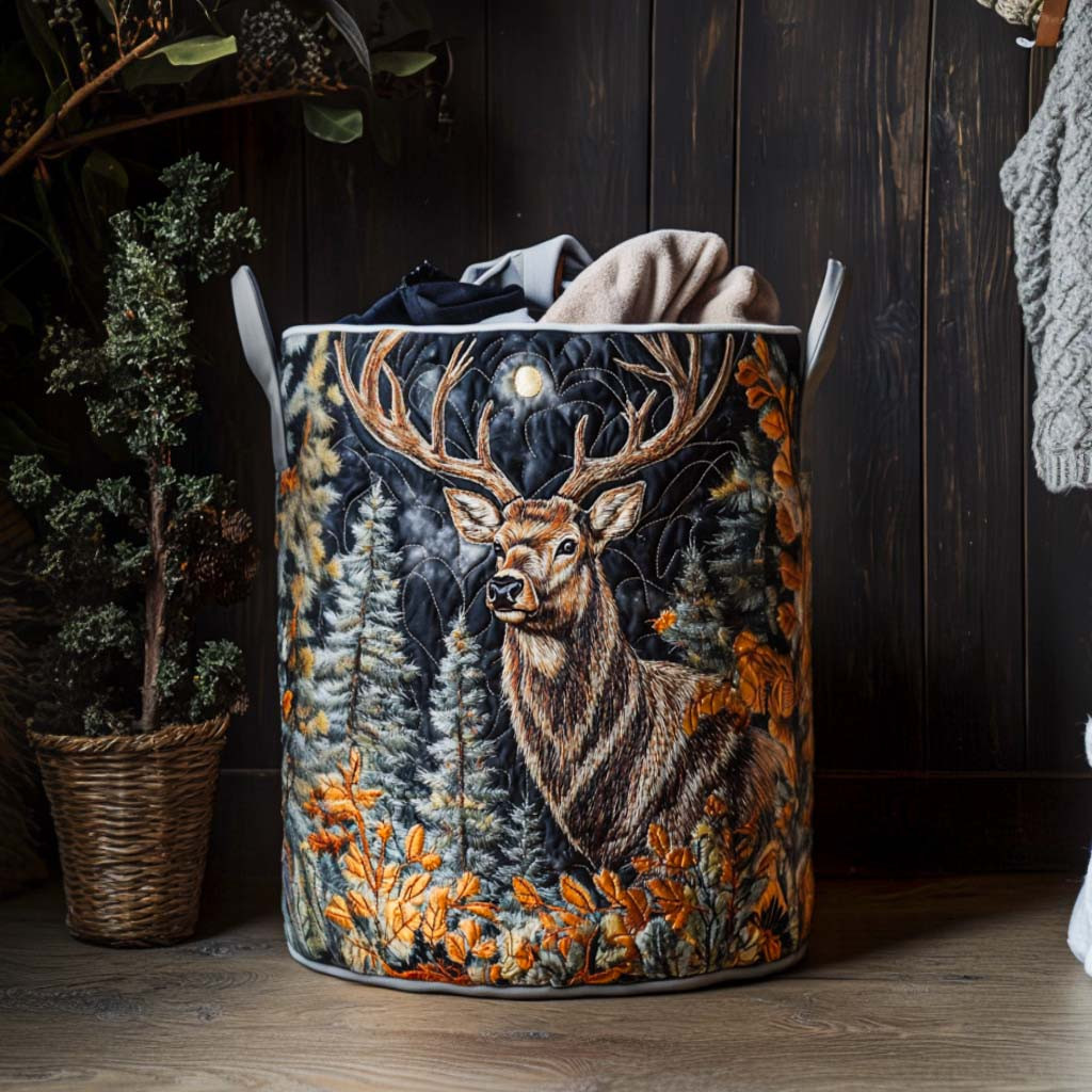 Graceful Elk Scene Quilted Laundry Basket Laundry Room Decor Ideas Special Fathers Day Presents