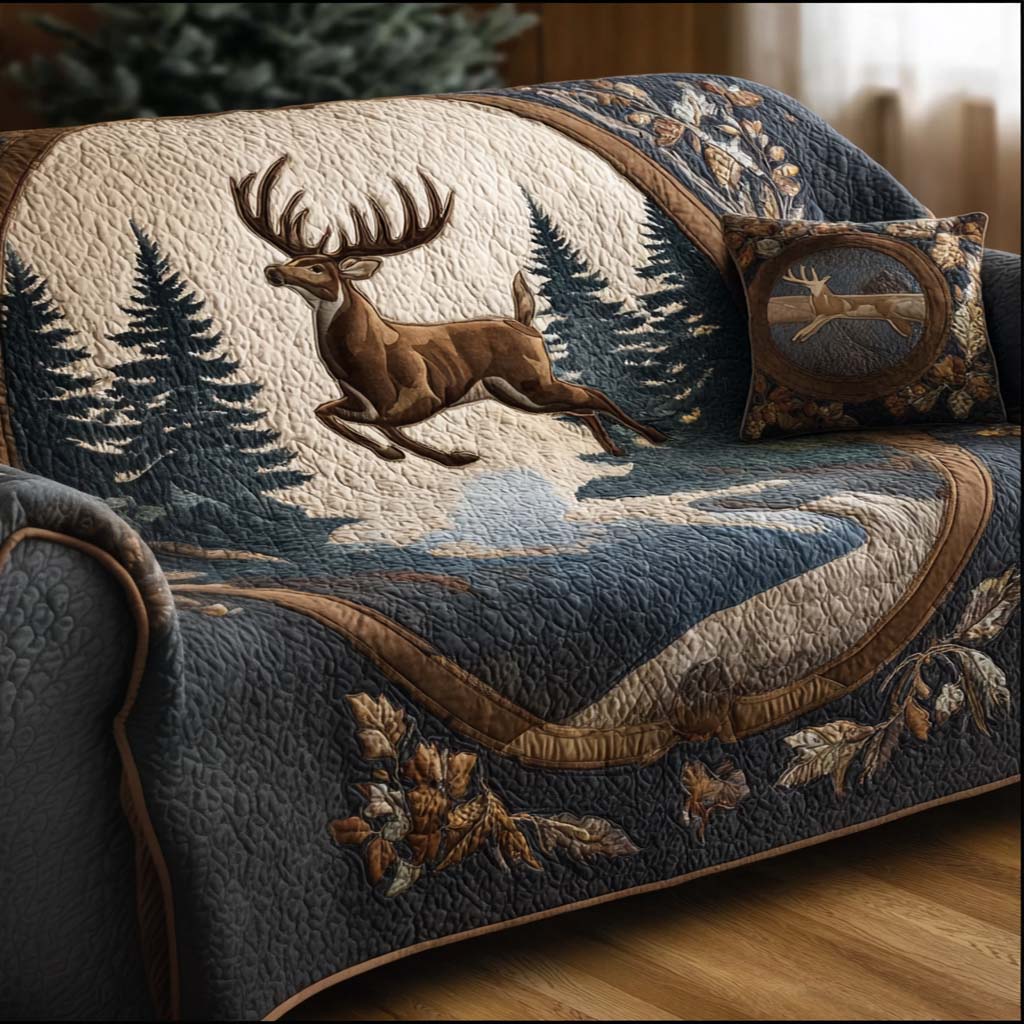 Graceful Stag Quilted Sofa Cover Awesome Couch Covers Gifts For Deer Hunters