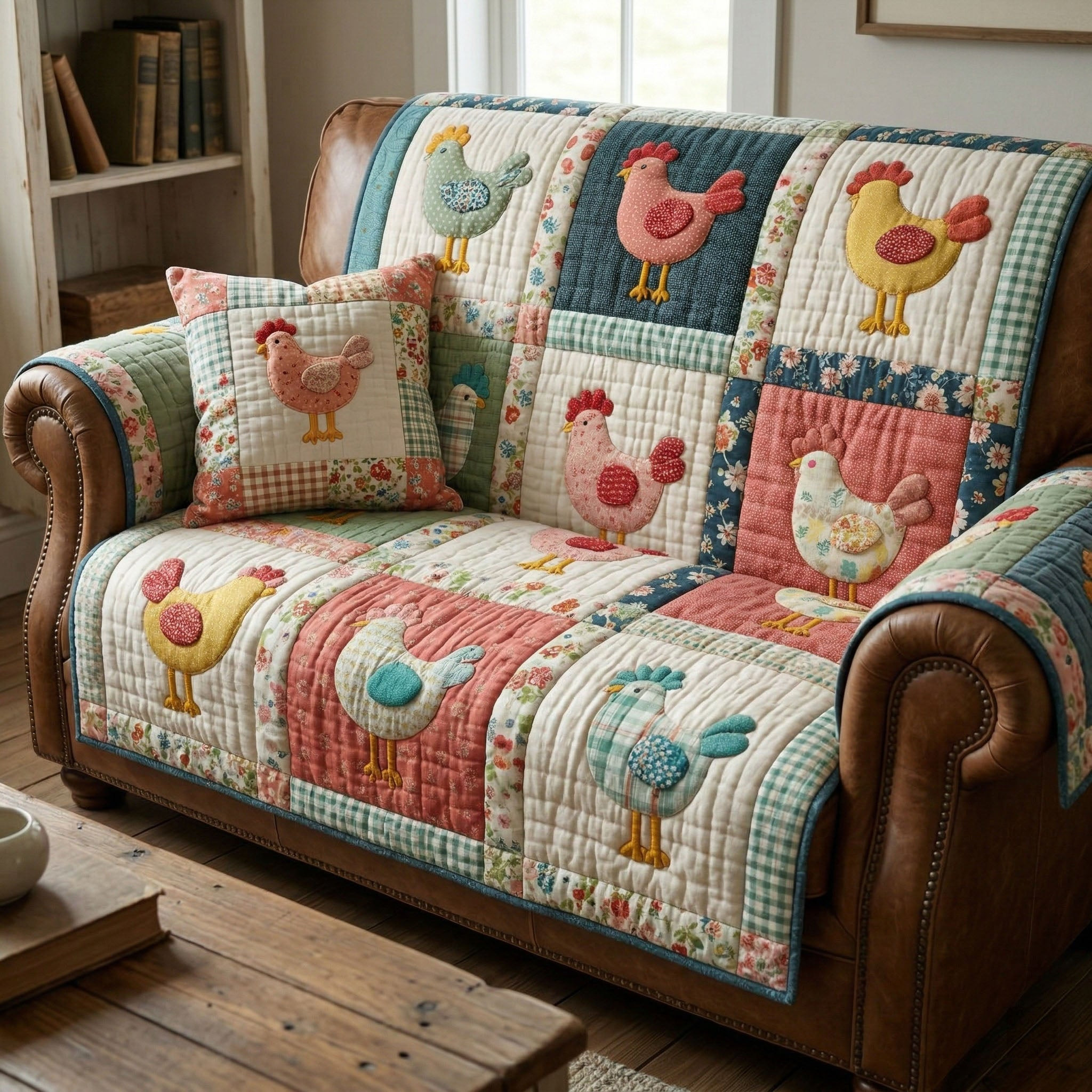Grandma Farmhouse Quilted Sofa Cover Cool Sofa Covers Chicken Gifts For Chicken Lovers
