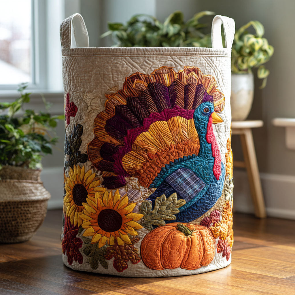 Grateful Gobbler Quilted Laundry Basket Biggest Laundry Basket Thanksgiving Gifts For Coworkers
