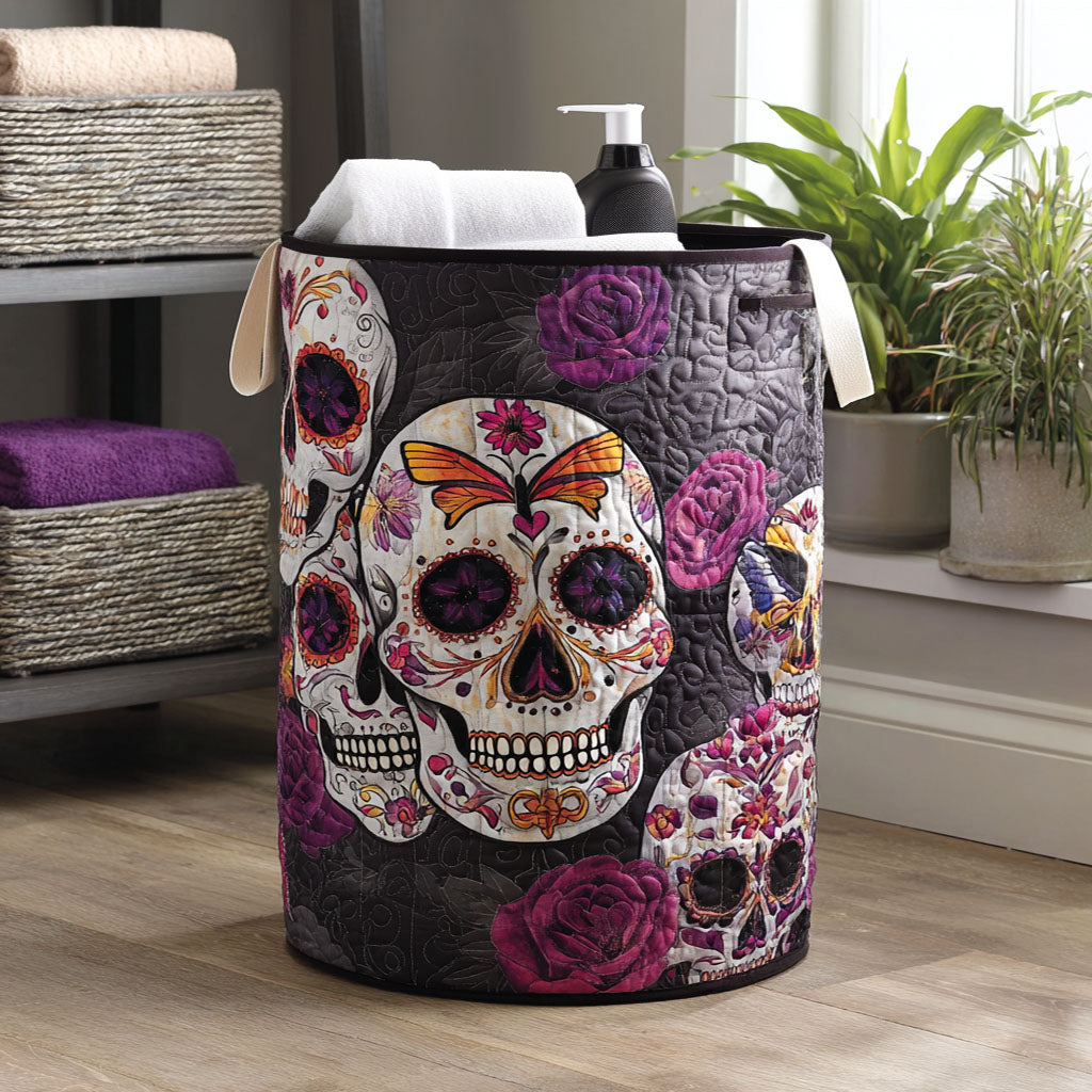 Gravedust Quilted Laundry Basket Clothes Hamper Dia De Los Muertos Gifts Decorations