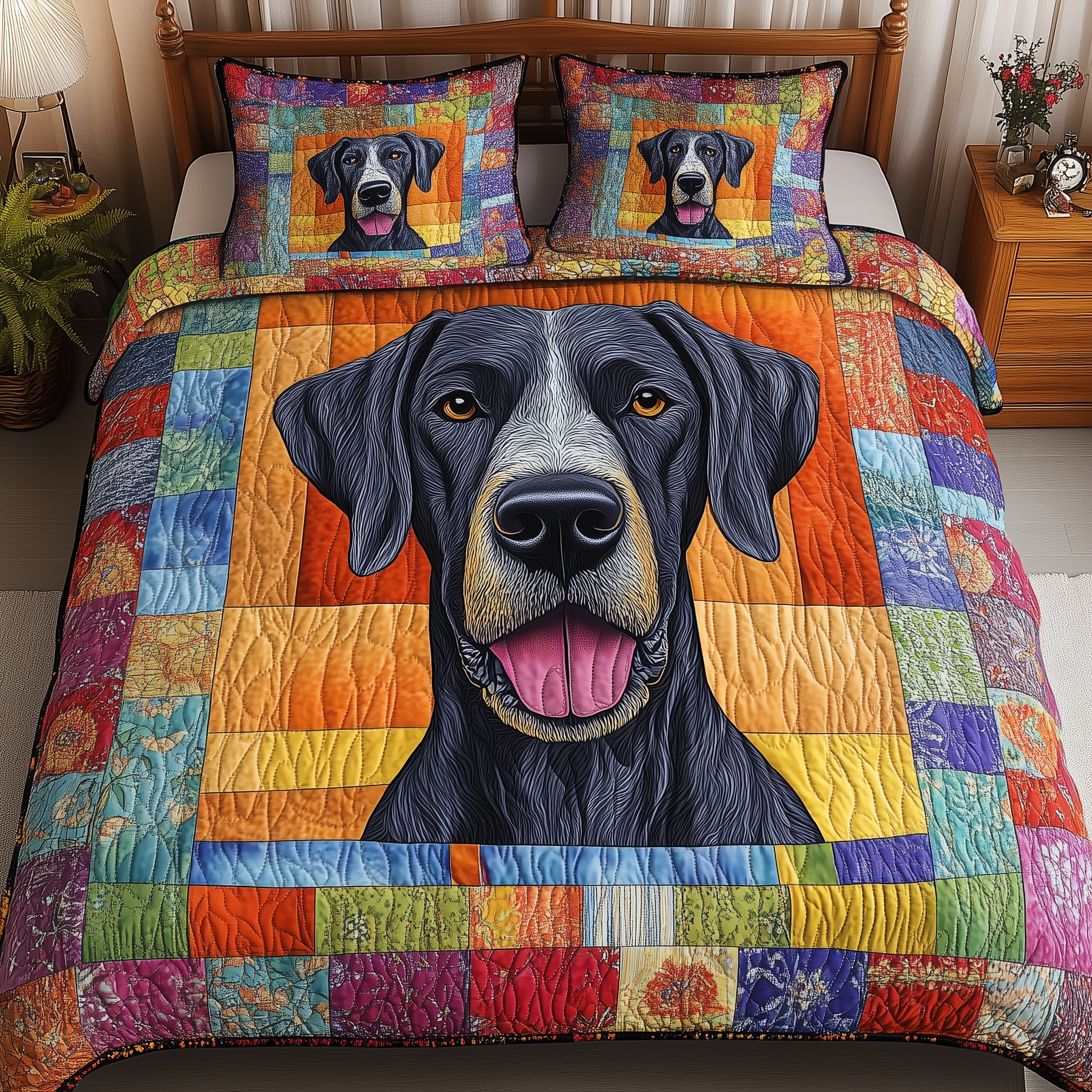 Great Dane Quilted Bedding Set Best King Sheet Set Great Gifts For Dog Lovers