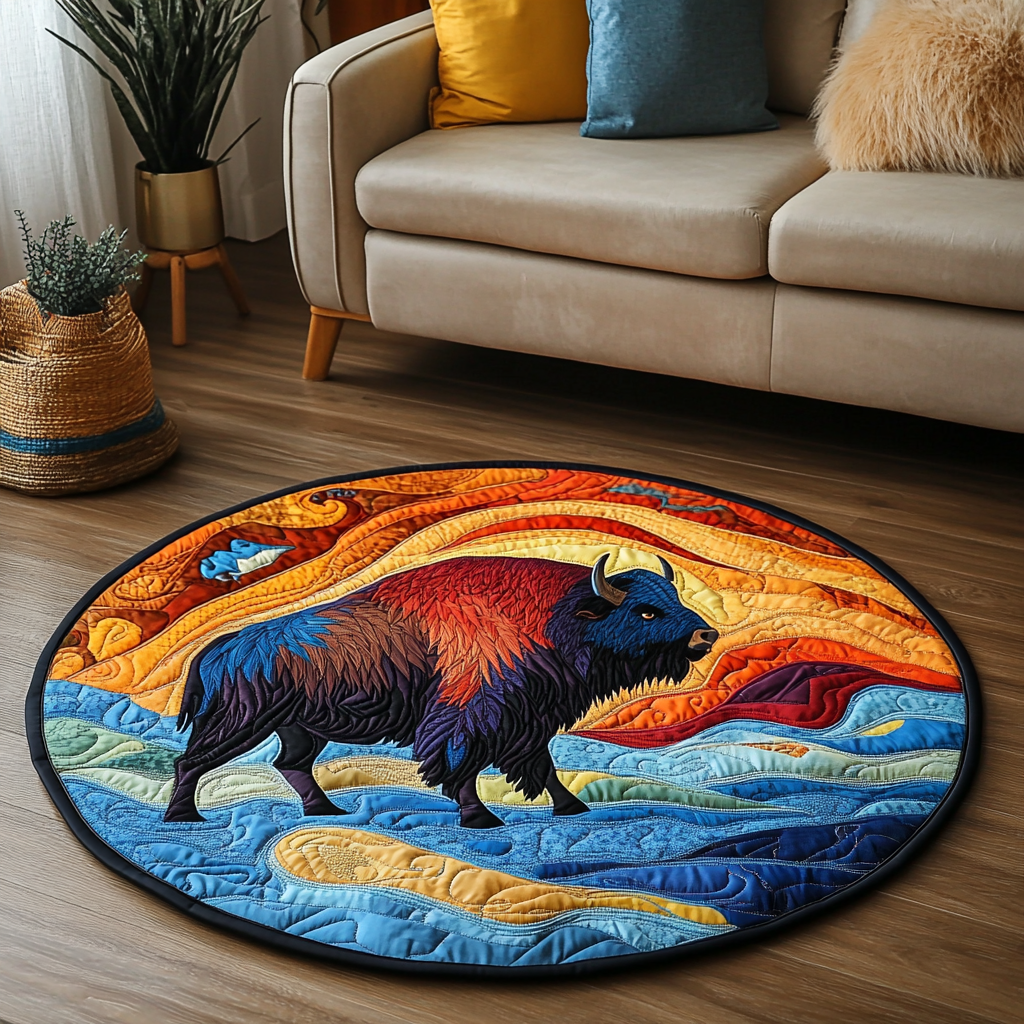 Great Plains Wanderer Quilted Round Mat Large Round Mat Father's Day Gifts For Husband