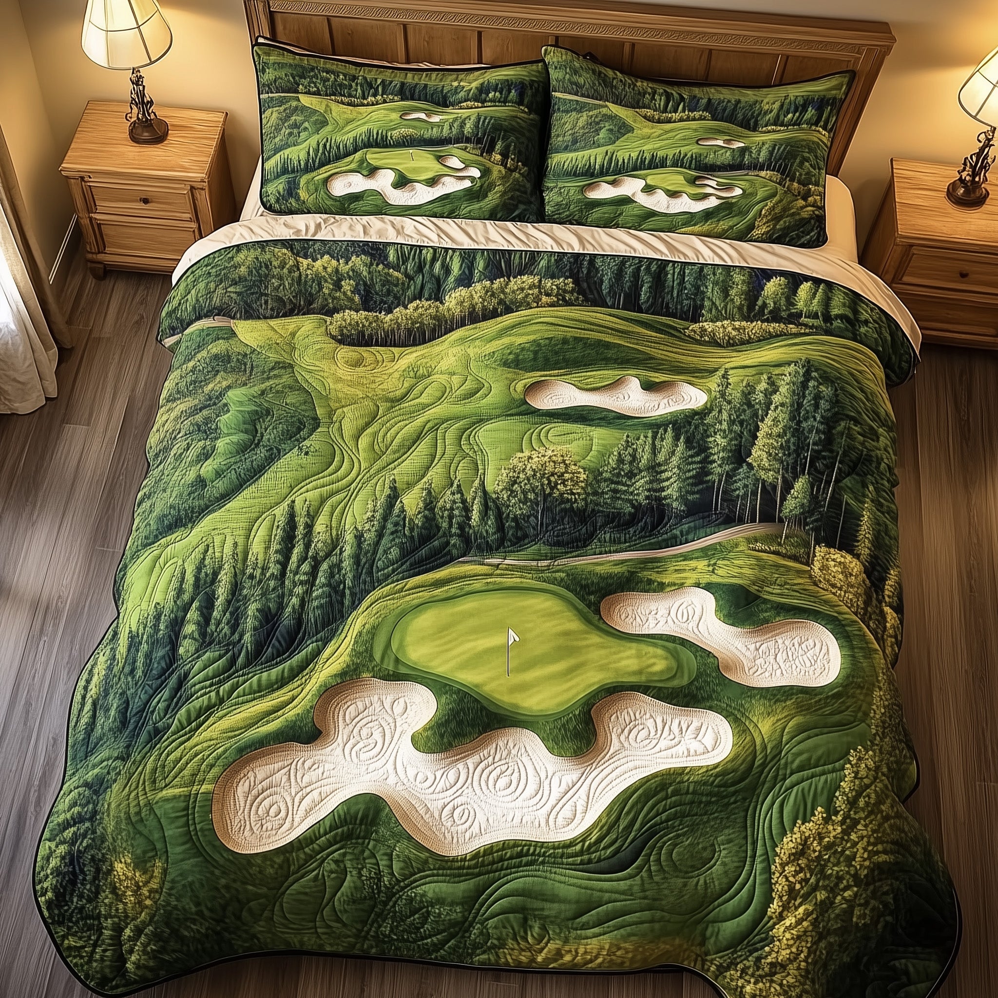 Green Dream Quilted Bedding Set Bedspreads Best Man Golf Gifts