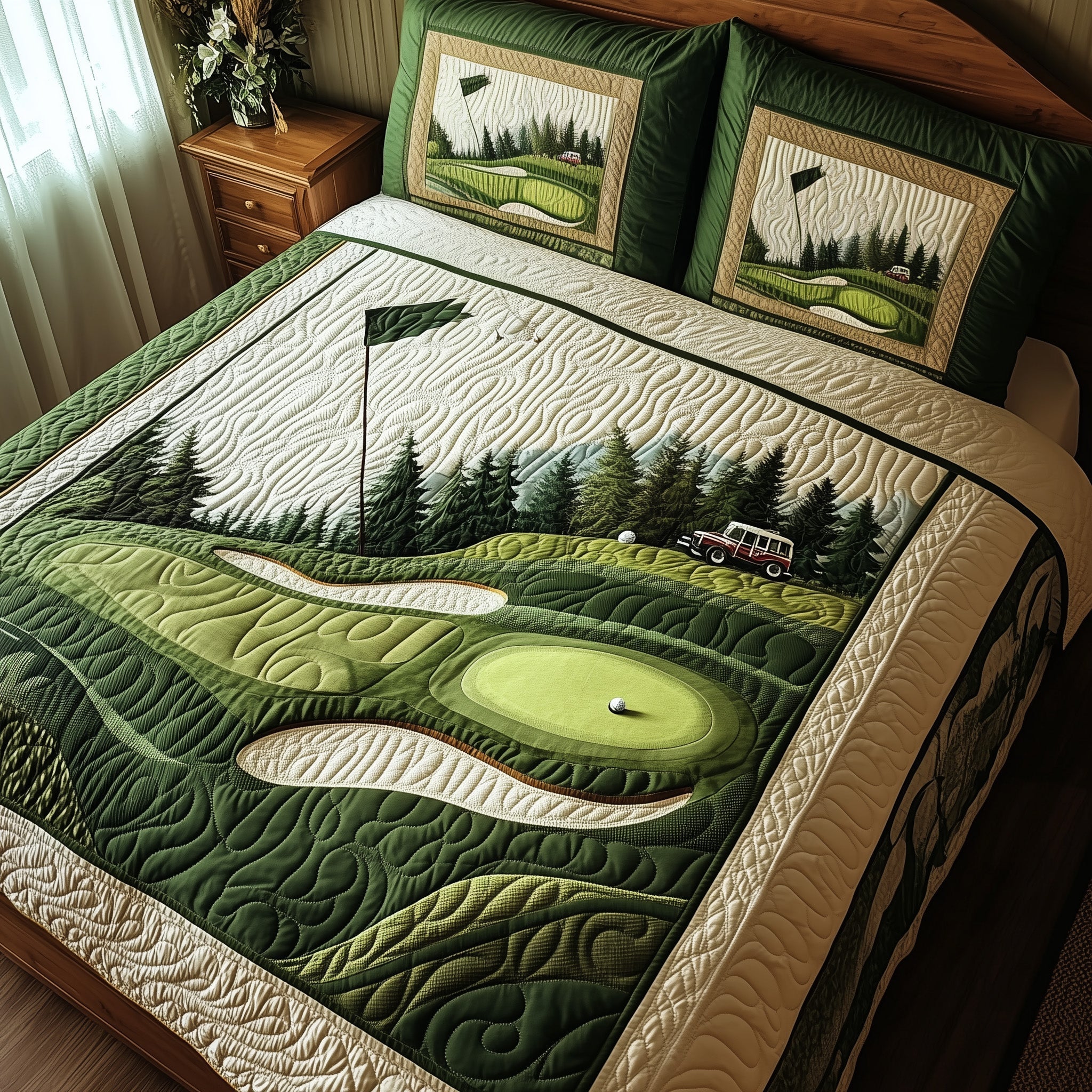 Green Dream Quilted Bedding Set Best Sheet Sets Golf Related Gifts