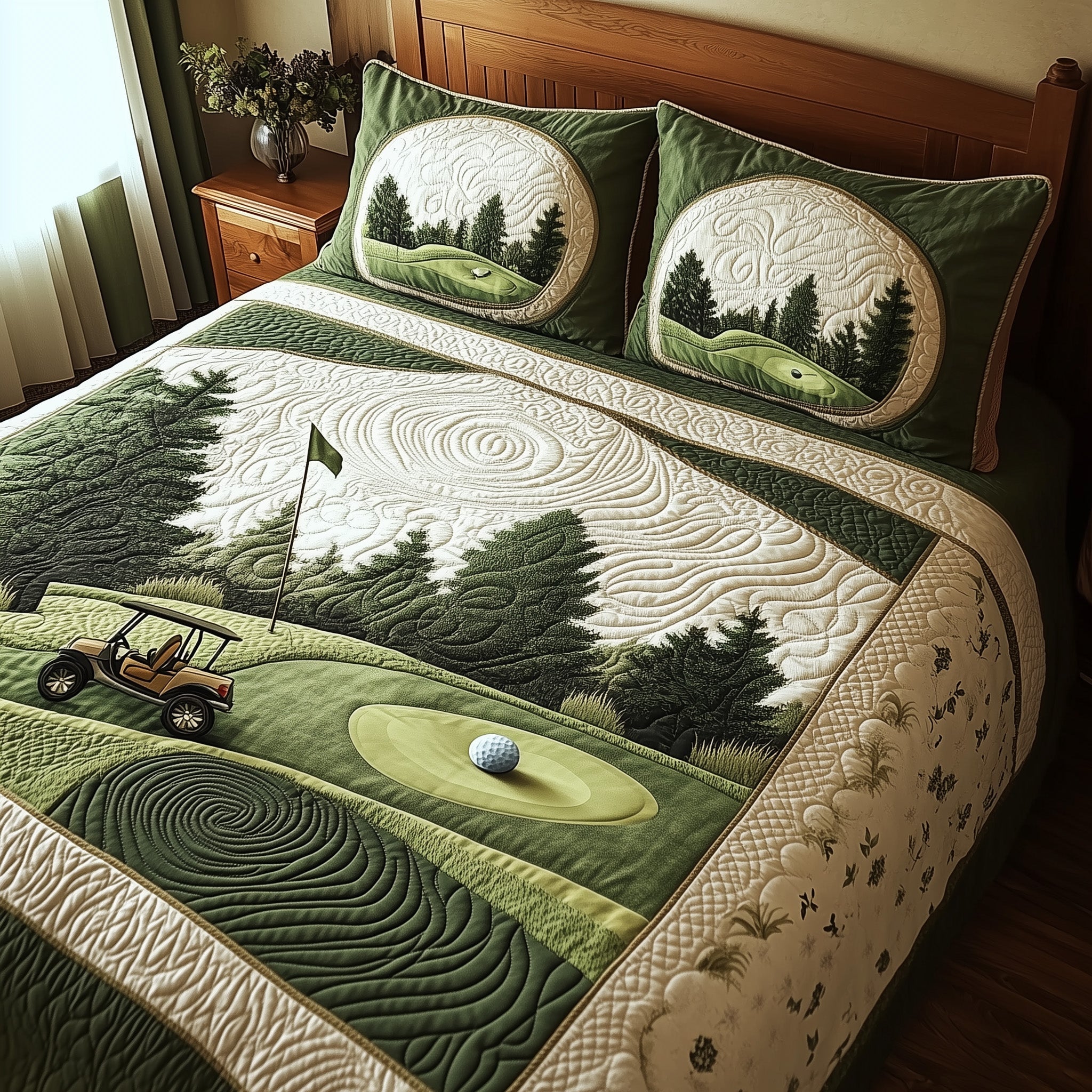 Green Dream Quilted Bedding Set Comforter Sets Best Golf Gifts For Men