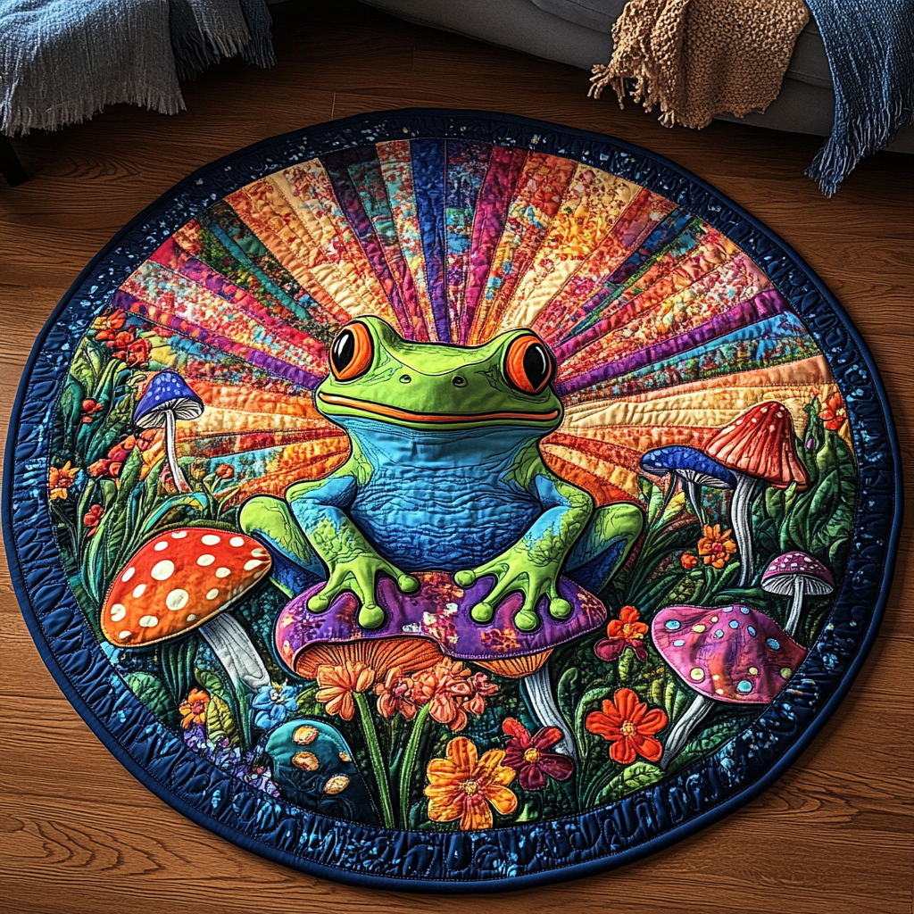 Green Grove Guardians Quilted Round Mat Round Holiday Rugs Father's Day Gifts For Grandp