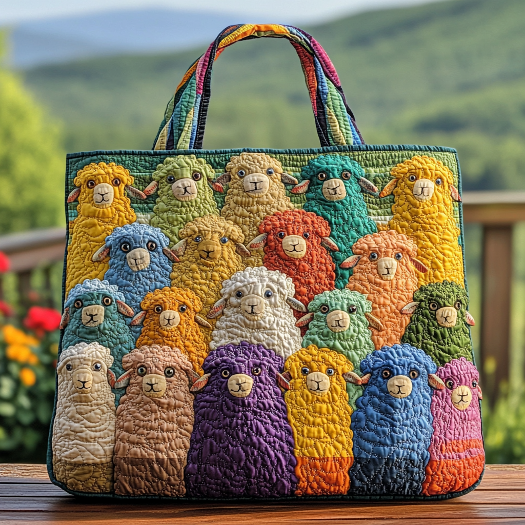 Green Sheep Quilted Tote Bag The Perfect Tote Bag Best Mothers Day Gift For Wife