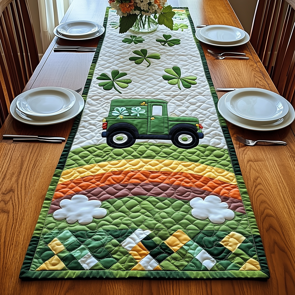 Green Truck Quilted Table Runner Dining Room Table Decor St Patrick's Day Client Gifts