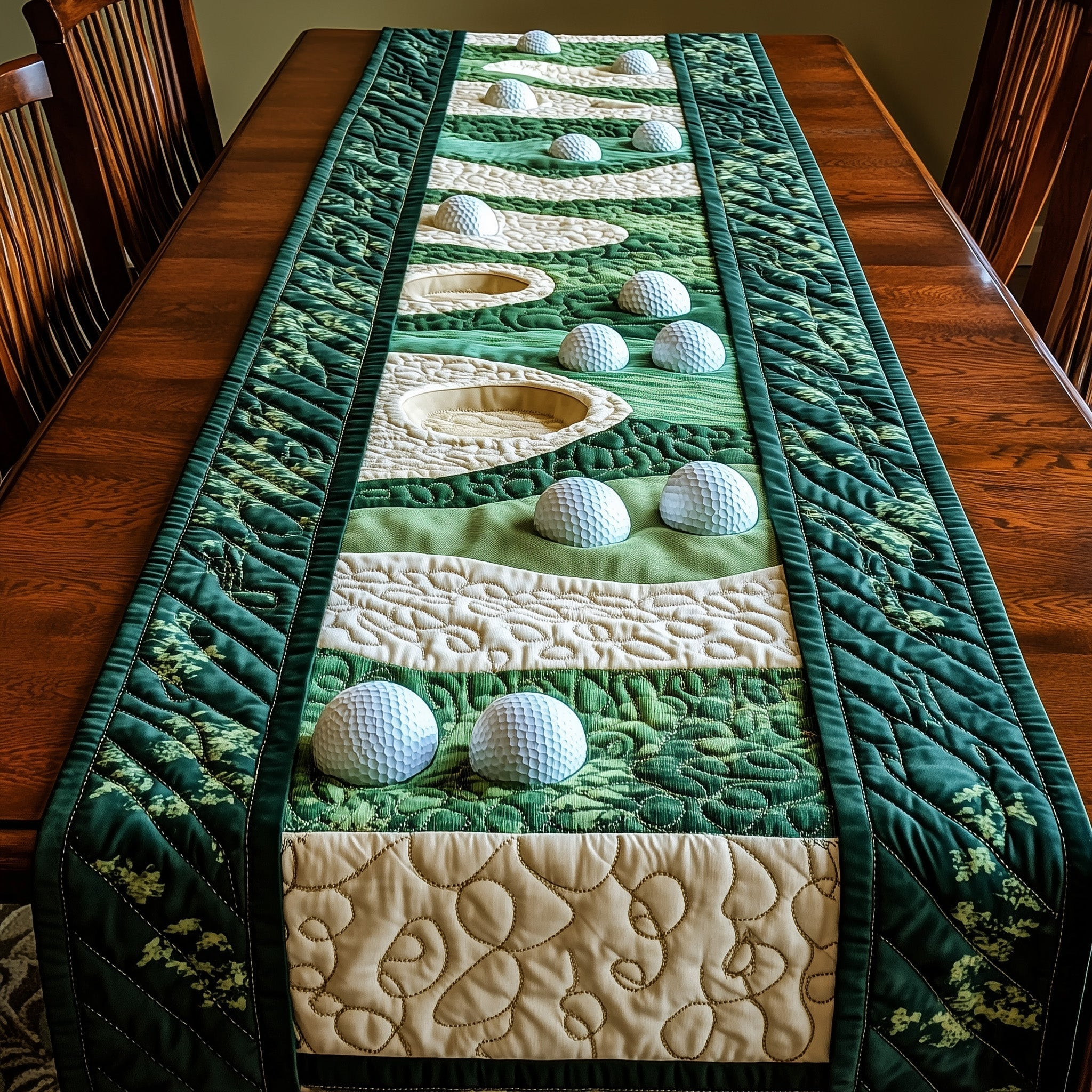 Greenside Charm Quilted Table Runner Dining Room Table Runners Father'S Day Golf Gifts