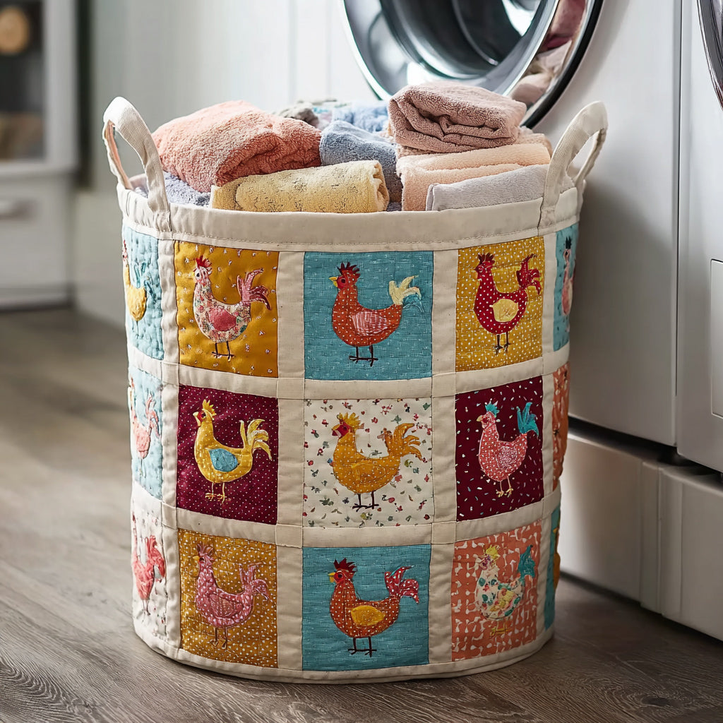 Grid Chicken Quilted Laundry Basket Laundry Clothes Basket Chicken Christmas Gifts