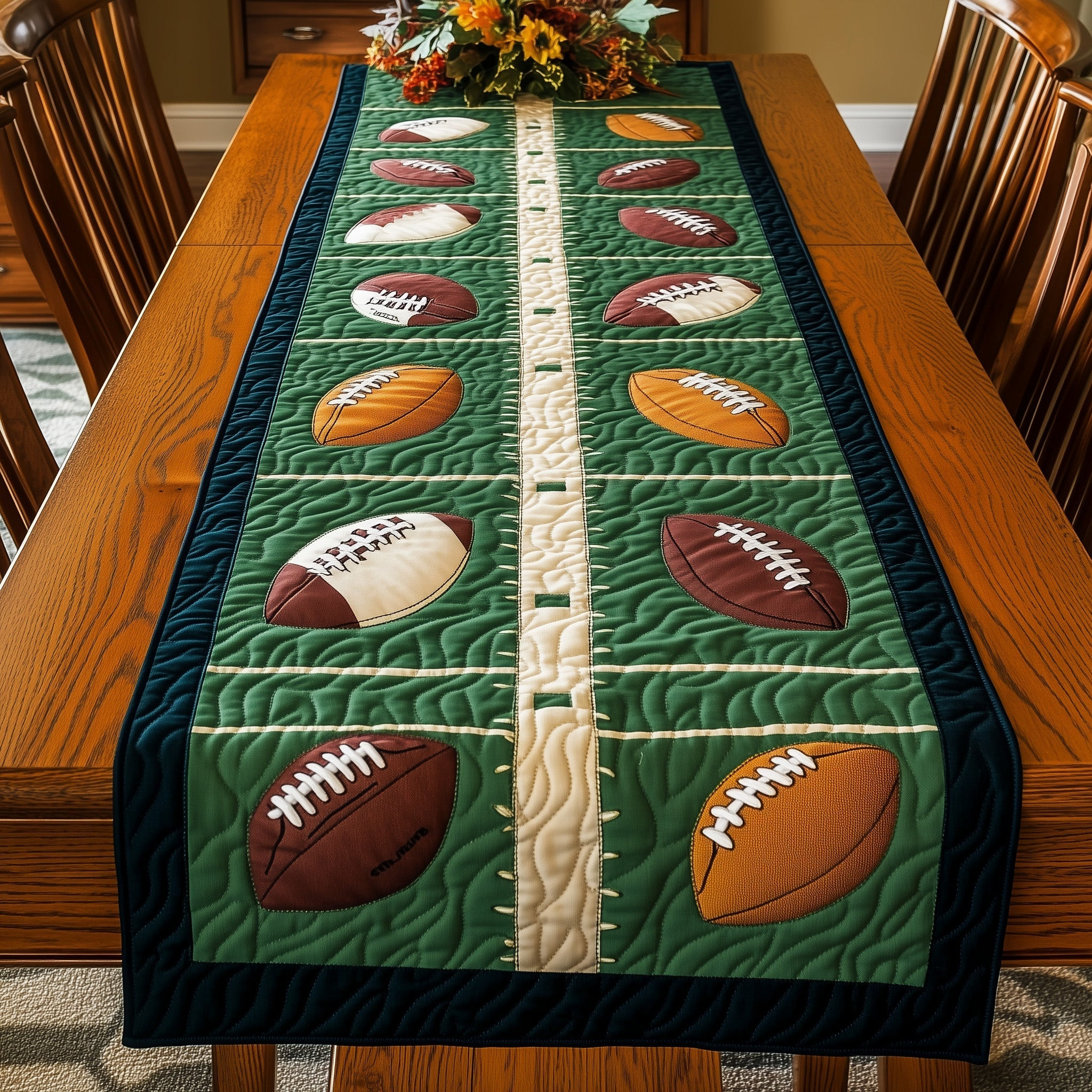 Gridiron Glory Quilted Table Runner Table Runner For Dining Table Father's Day Gifts For Husband