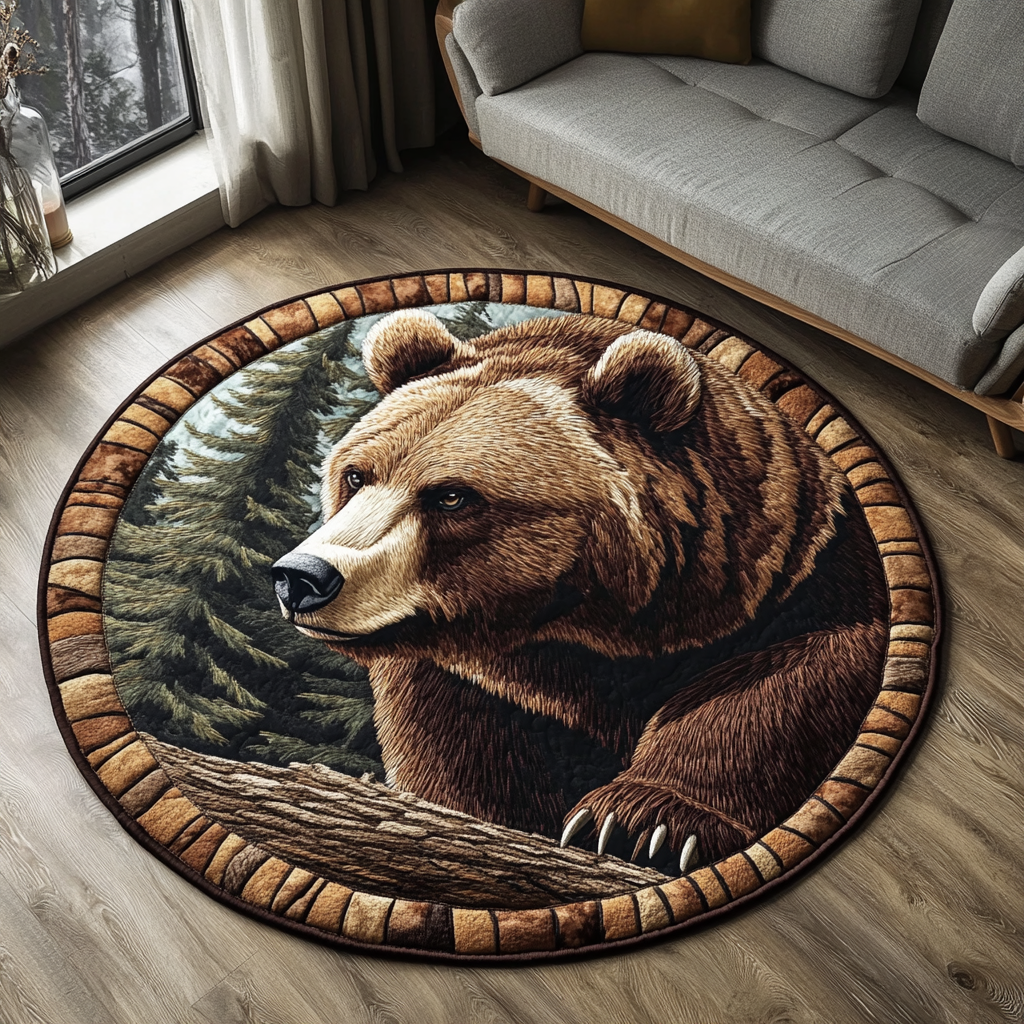 Grizzly Bear Quilted Round Mat Living Room Furniture Ideas Stepdad Gifts For Father's Day