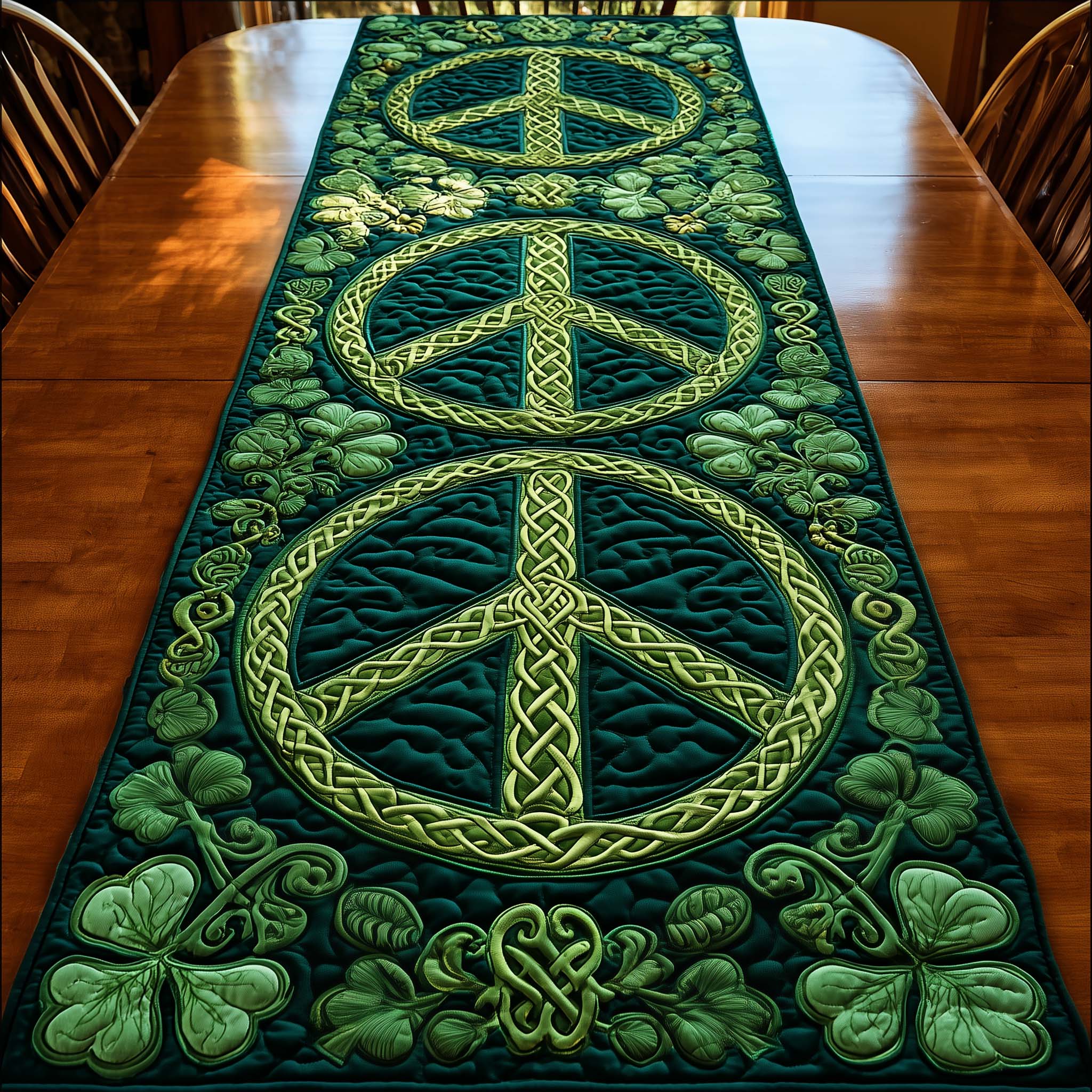 Groovy Clover Quilted Table Runner Dining Table Decor St Patrick's Day Gifts For Him