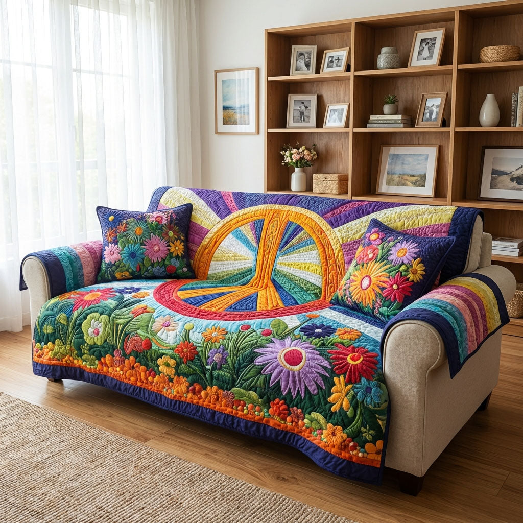 Groovy Garden Quilted Sofa Cover Couch Covers Gifts For The Hippie In Your Life