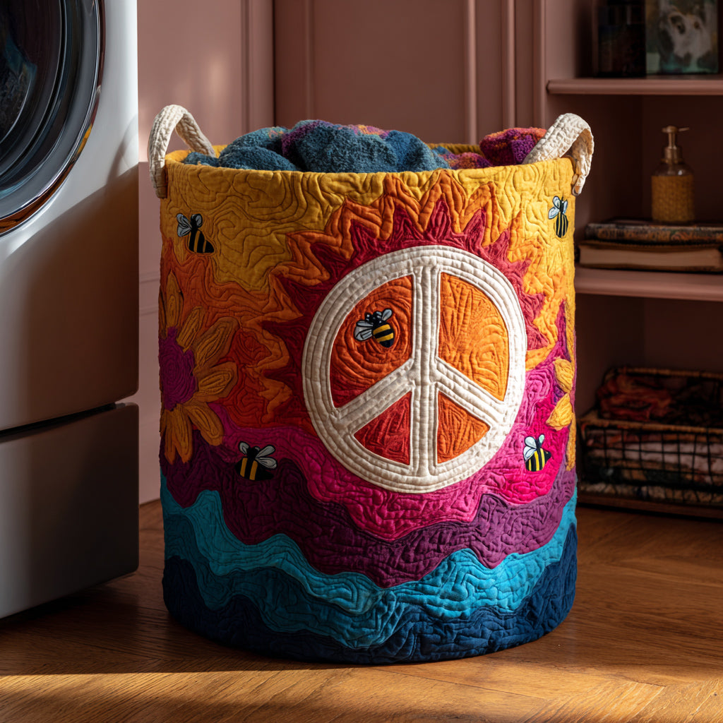 Groovy Hippie Quilted Laundry Basket Good Laundry Baskets Best Mothers Day Gift Ideas