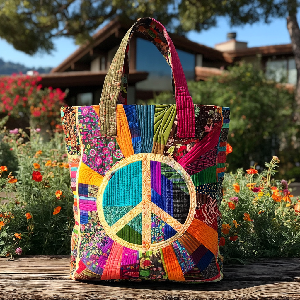 Groovy Peace Quilted Tote Bag Best Mom Tote Bag Mother's Day Presents Ideas 2026