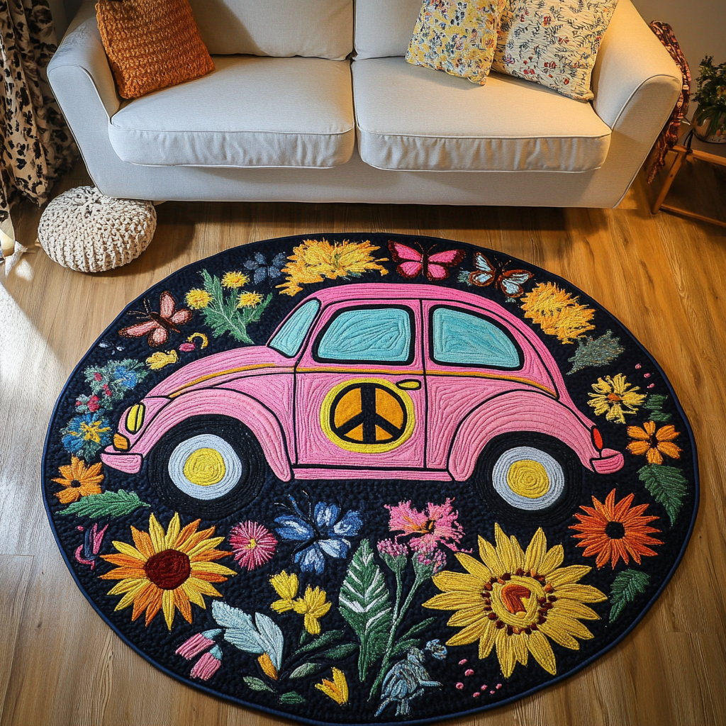 Groovy Wheels Quilted Round Mat Home Decor Styles Unusual Mother's Day Gifts