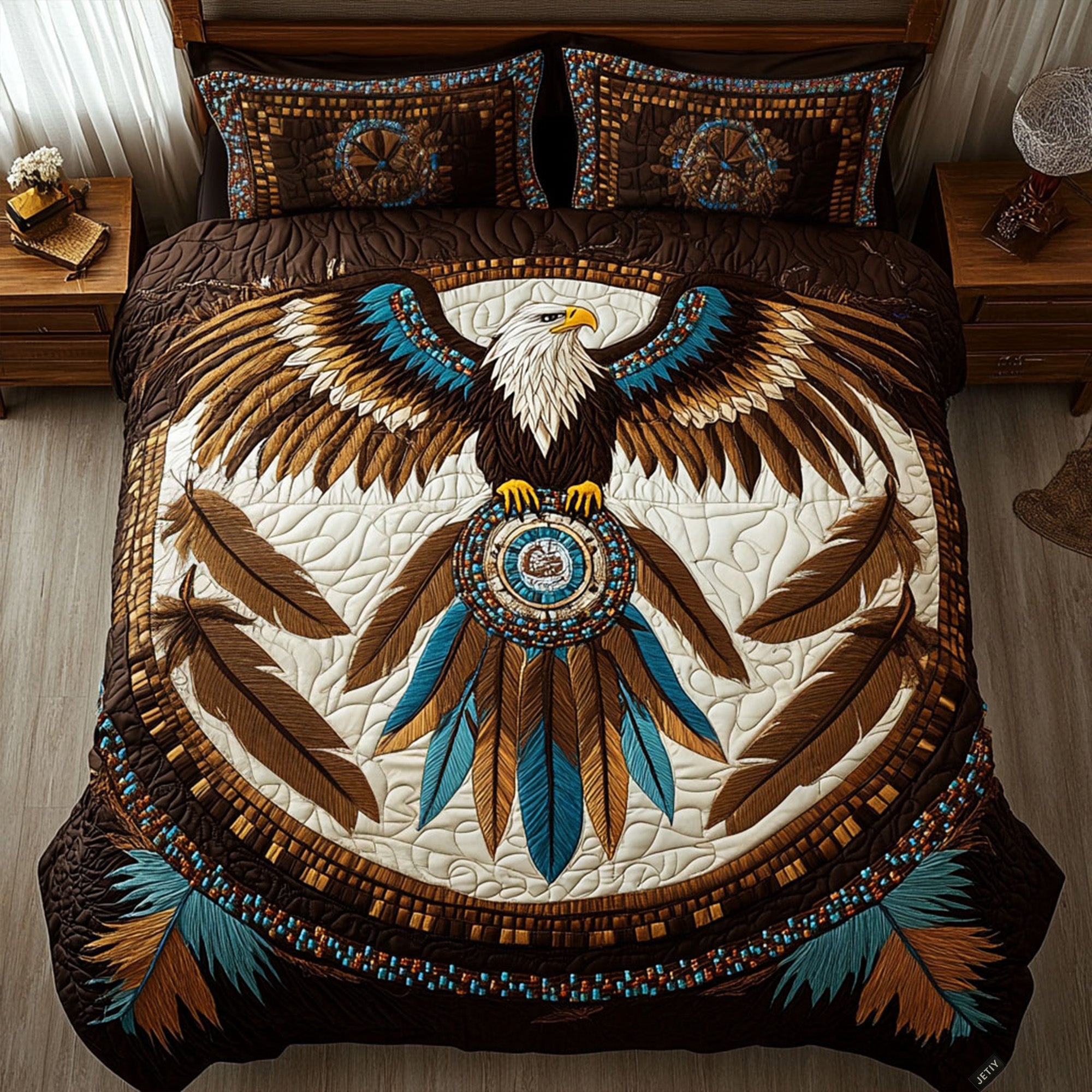 Guardian of Dreams Quilted Bedding Set Unusual Bed Sheets Native American Mother'S Day Gifts