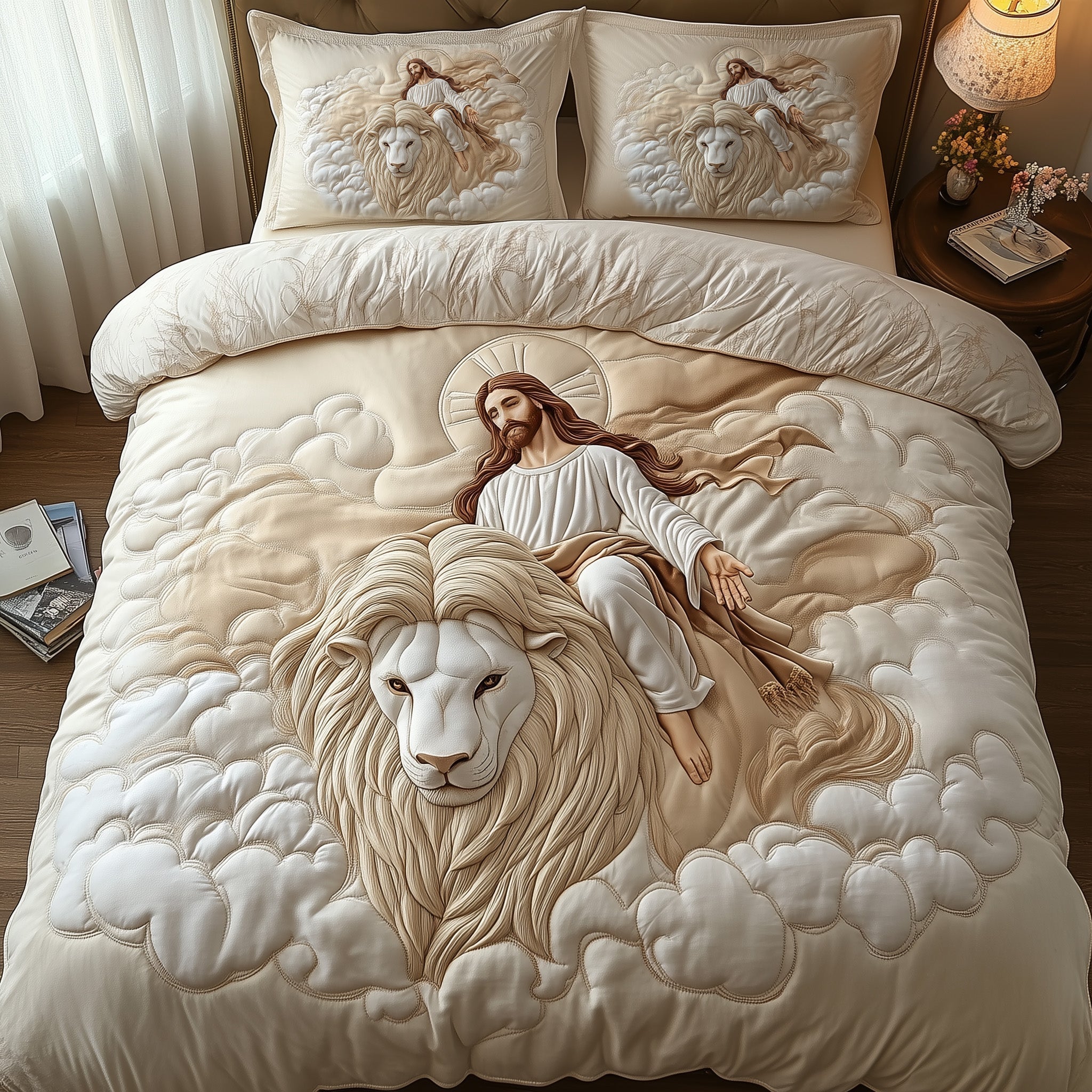 Guardian of Faith Quilted Bedding Set Nice Bed Sheet Sets Christian Gifts For Men