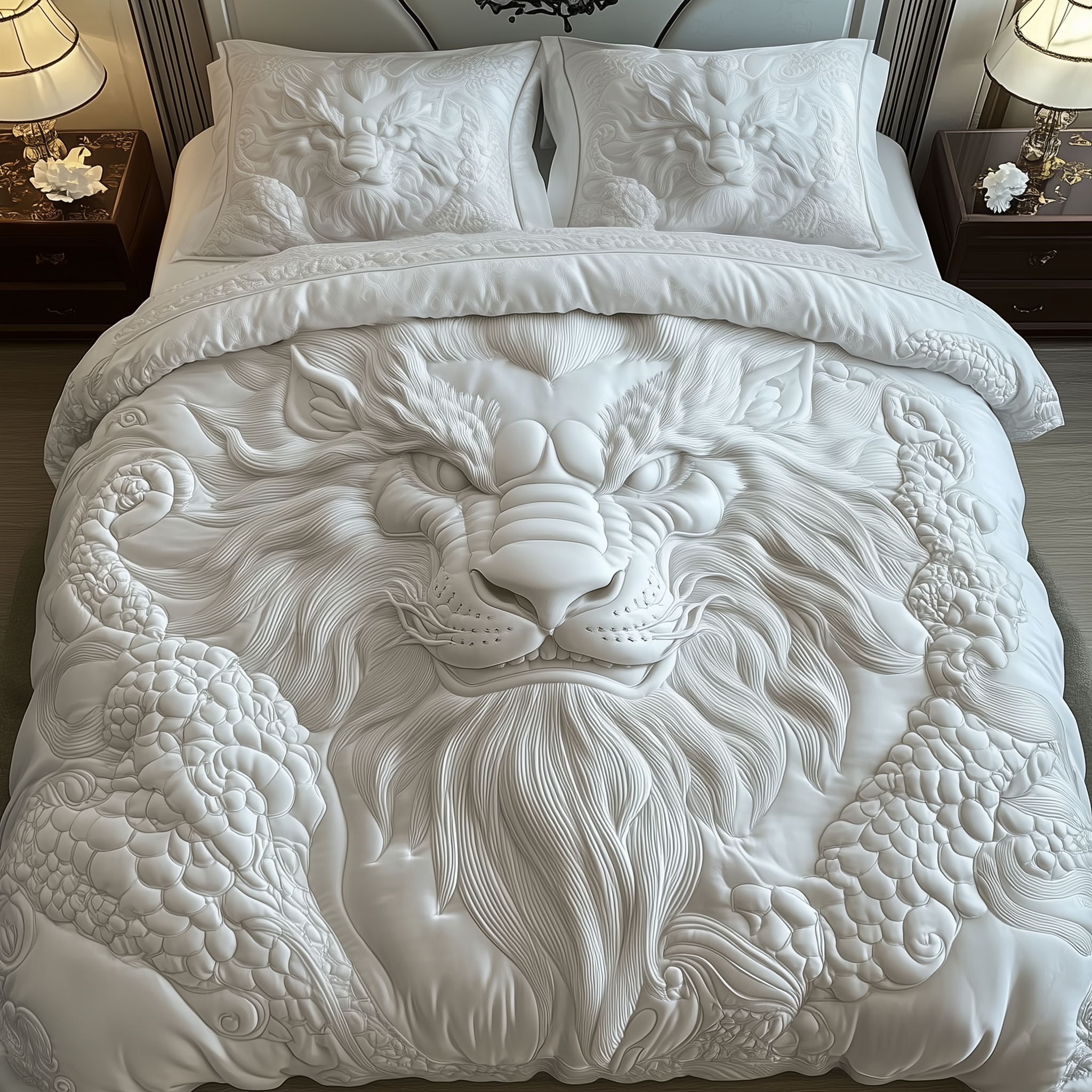 Guardian of the Heavens Quilted Bedding Set Best Queen Sheets Gift For Dragon Lover