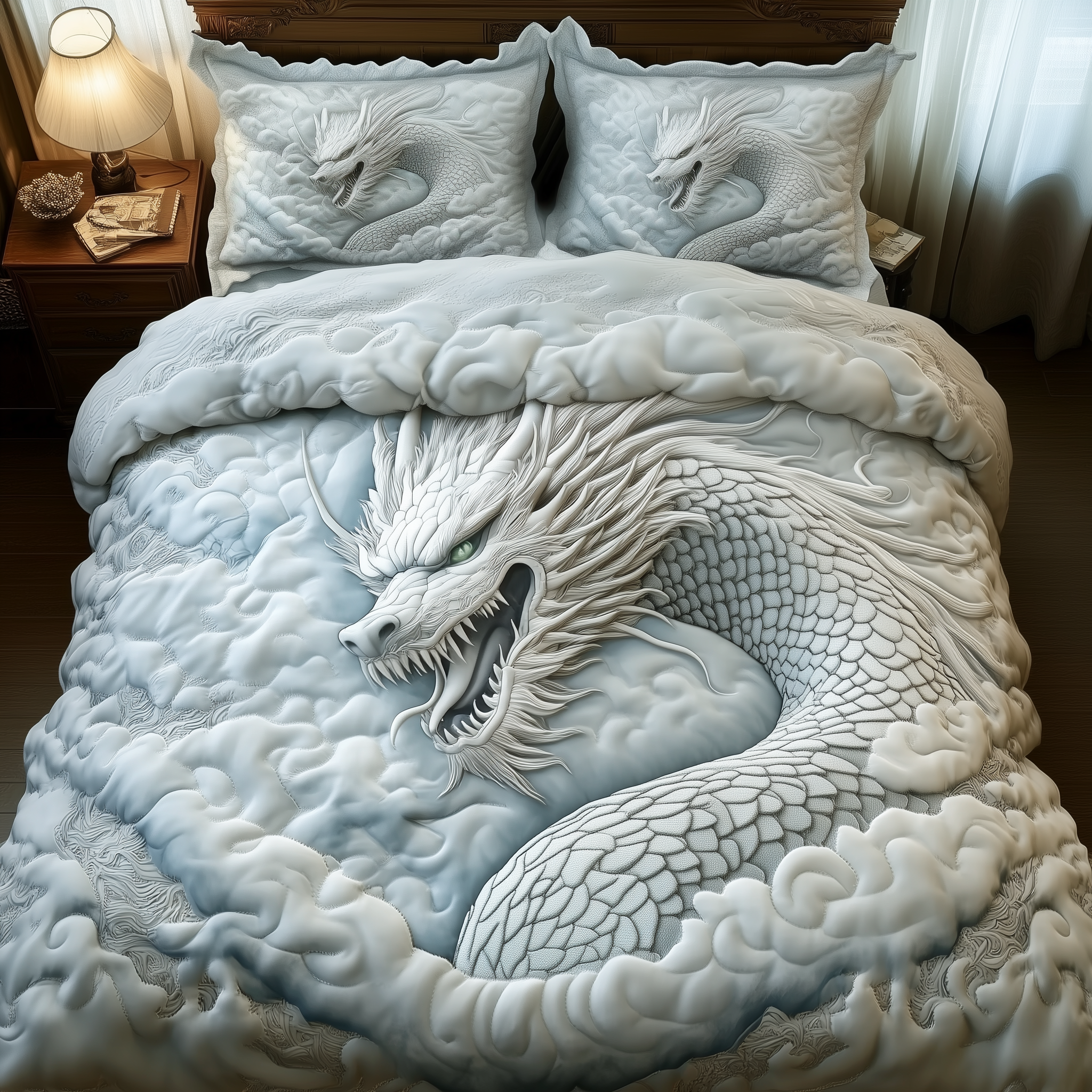 Guardian of the Heavens Quilted Bedding Set Nice Bed Sheet Sets Dragon Gifts For Son