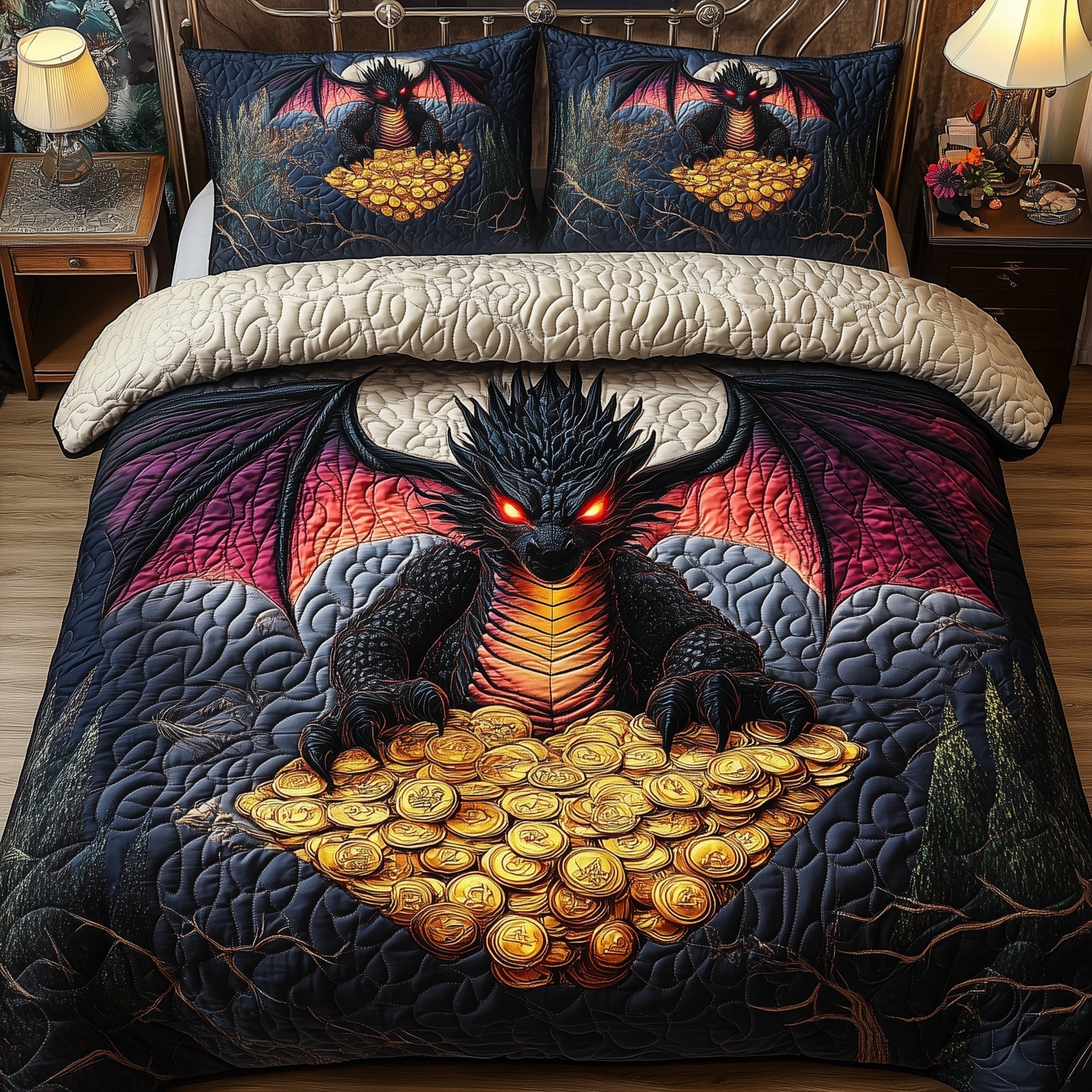 Guardian of the Hoard Quilted Bedding Set Best Sheets Ever Best Dragon Gifts