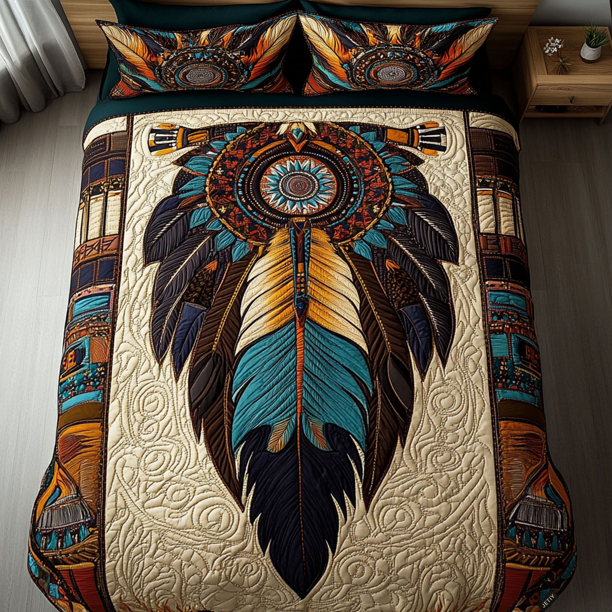 Guardian of the Night Quilted Bedding Set Duvet Cover Sheets Native American Gift Ideas