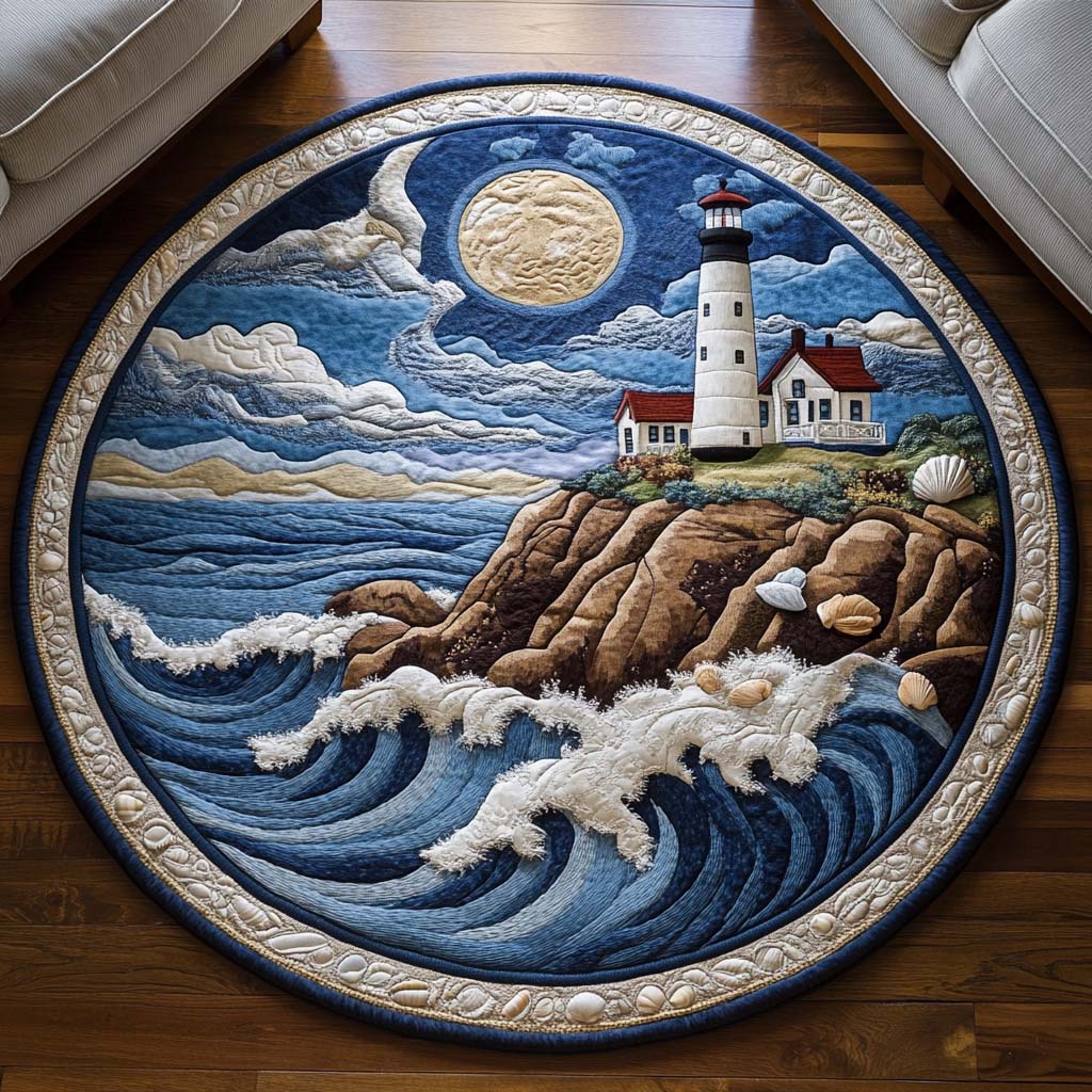 Guiding Shorelight Quilted Round Mat Home And Decor Best Gift Ideas For Beach Lovers