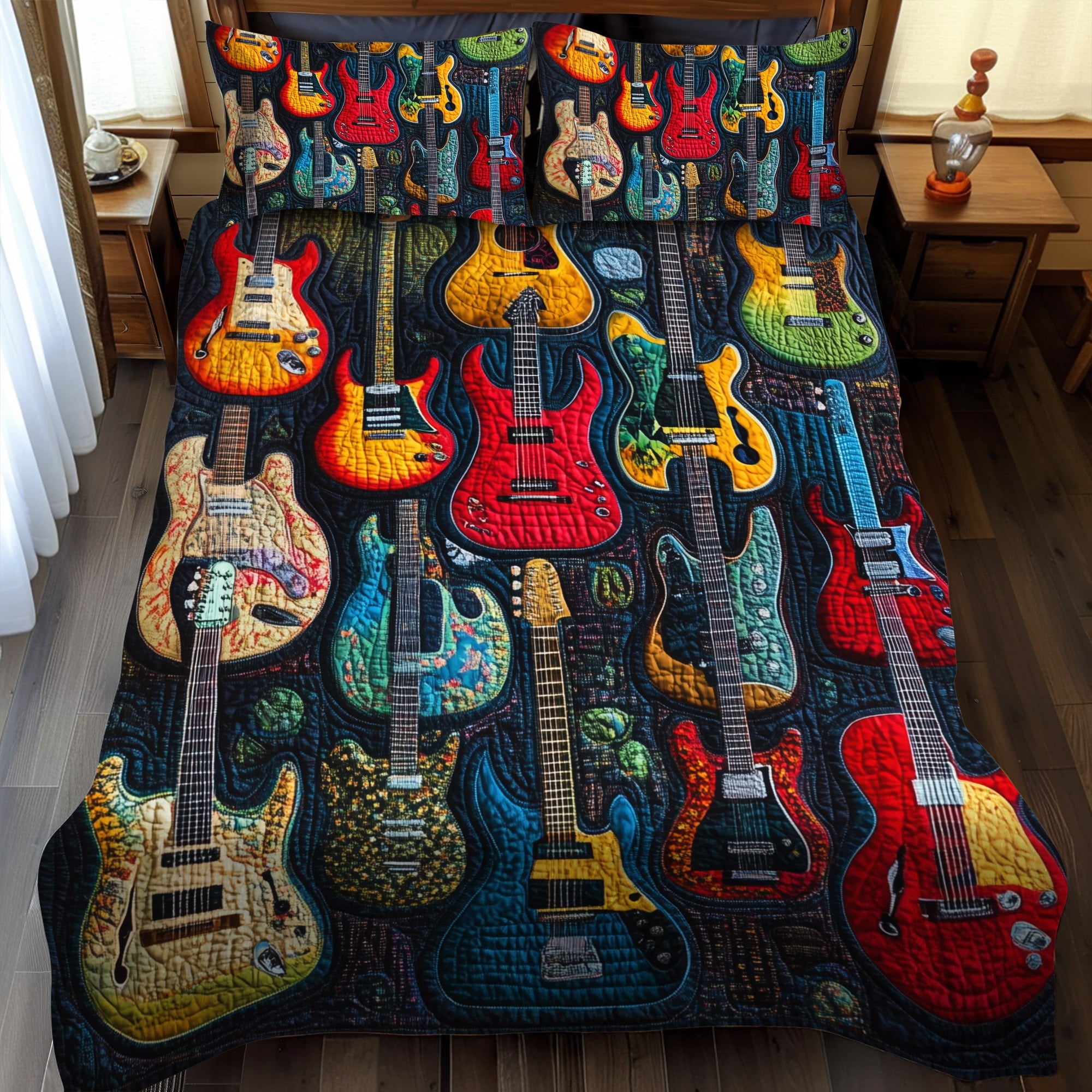 Guitar Legends Quilted Bedding Set Best King Bed Sheets Awesome Guitar Lover Gift Ideas