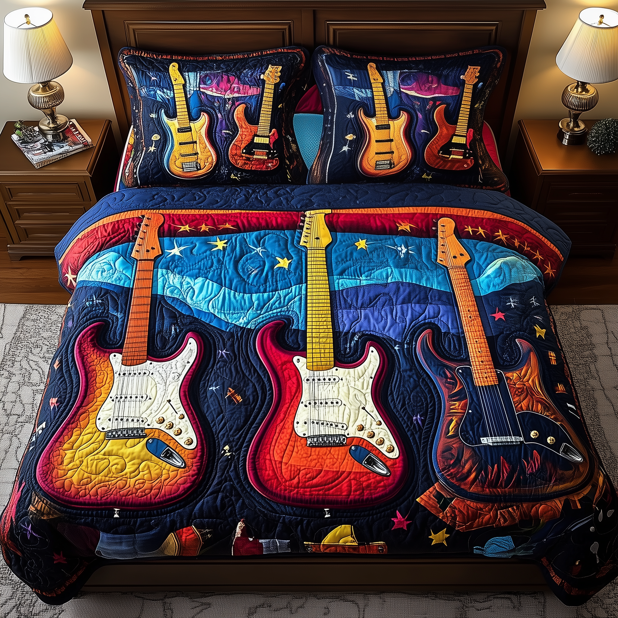 Guitar Quilted Bedding Set Best Sheets Ever Best Present For Guitar Player