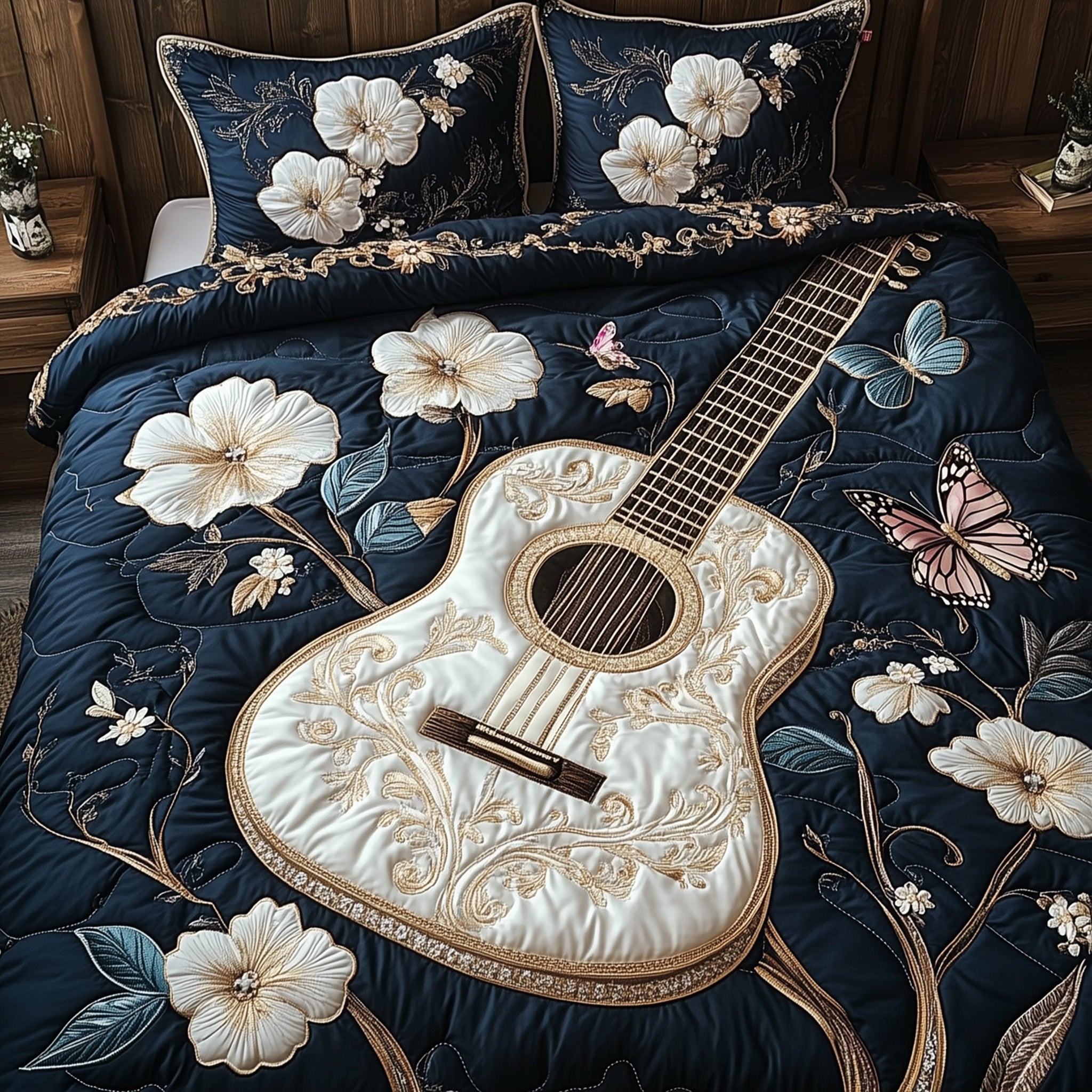 Guitar Quilted Bedding Set Good Bed Sets Perfect Gift For Guitar Player