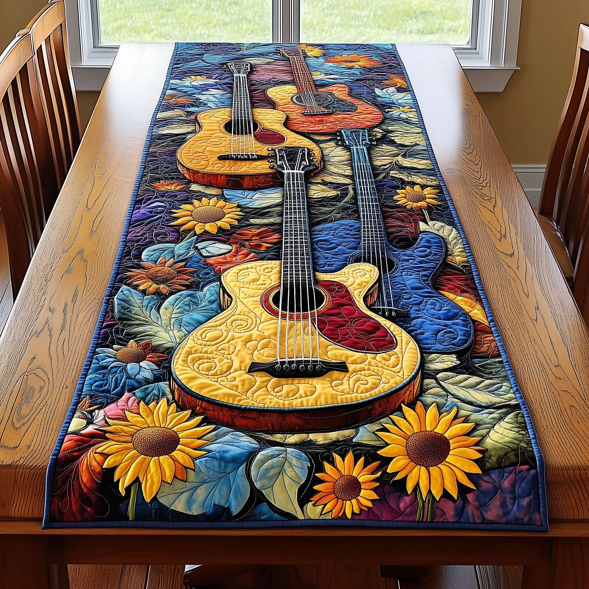 Guitarist's Garden Quilted Table Runner Dining Table Ideas Good Gifts For Guitar Players