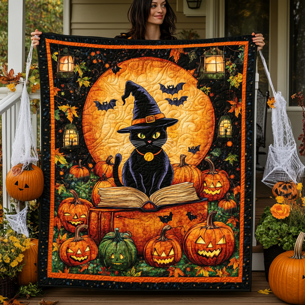 Halloween Feline Quilted Blanket Best King Bed Sheets Halloween Gifts For Teens