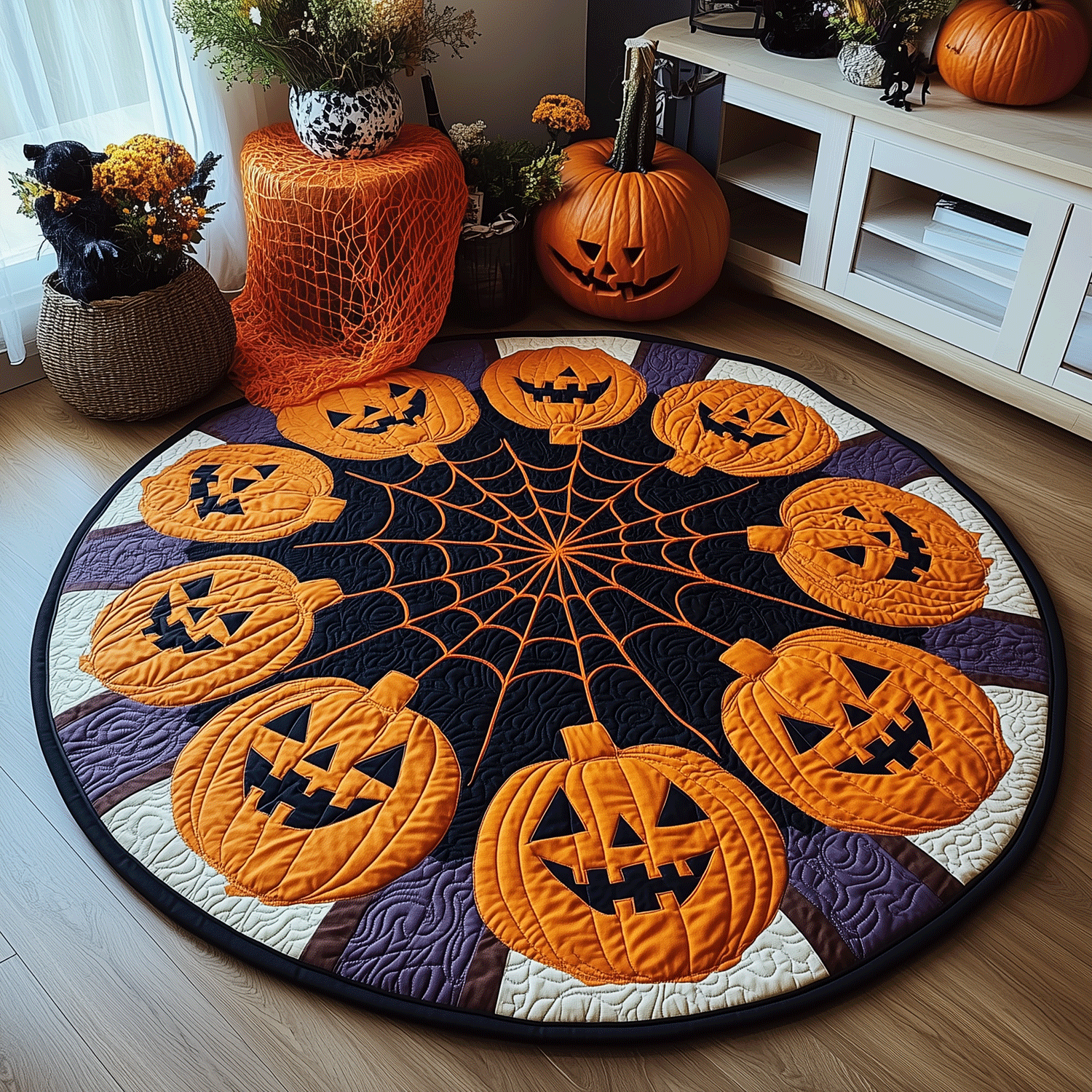 Halloween Harvest Quilted Round Mat Home Decor Items Halloween Gifts For Her