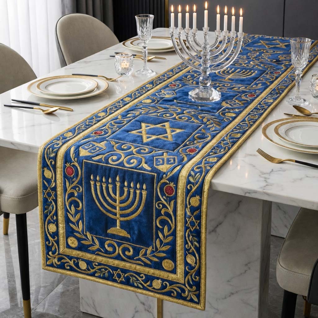 Hanukkah Patch Quilted Table Runner Dining Table Decor Ideas Hanukkah Gift For Him